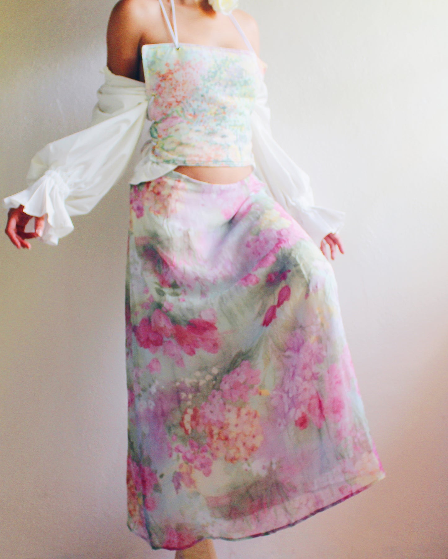 Vintage Floral Impressionist Watercolor Skirt - Monet Lilypads | Whimsical Ethereal Summer Style