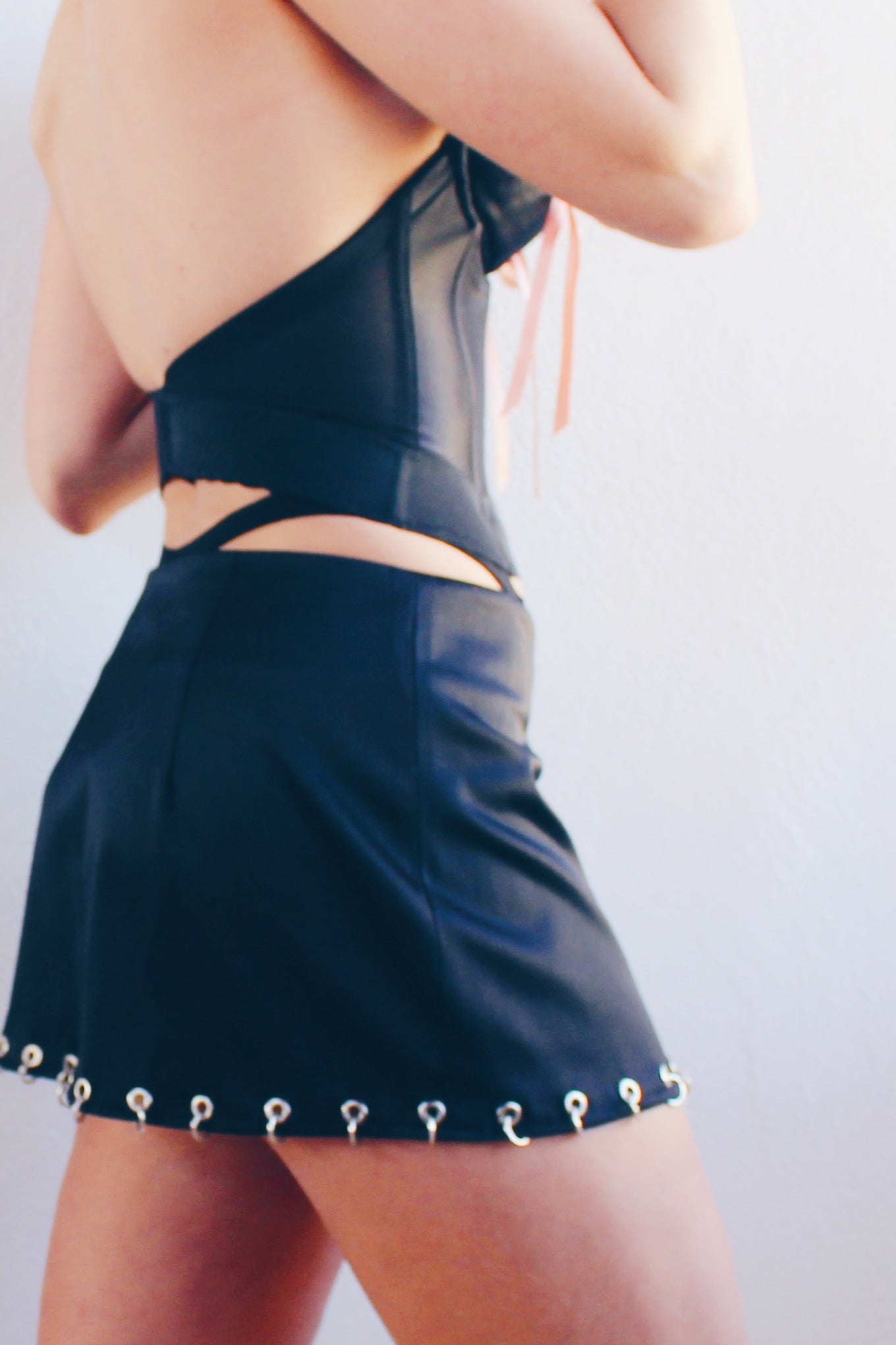 Cheeky Bows! Black Vintage Bustier with Cute Pink Coquette Bows