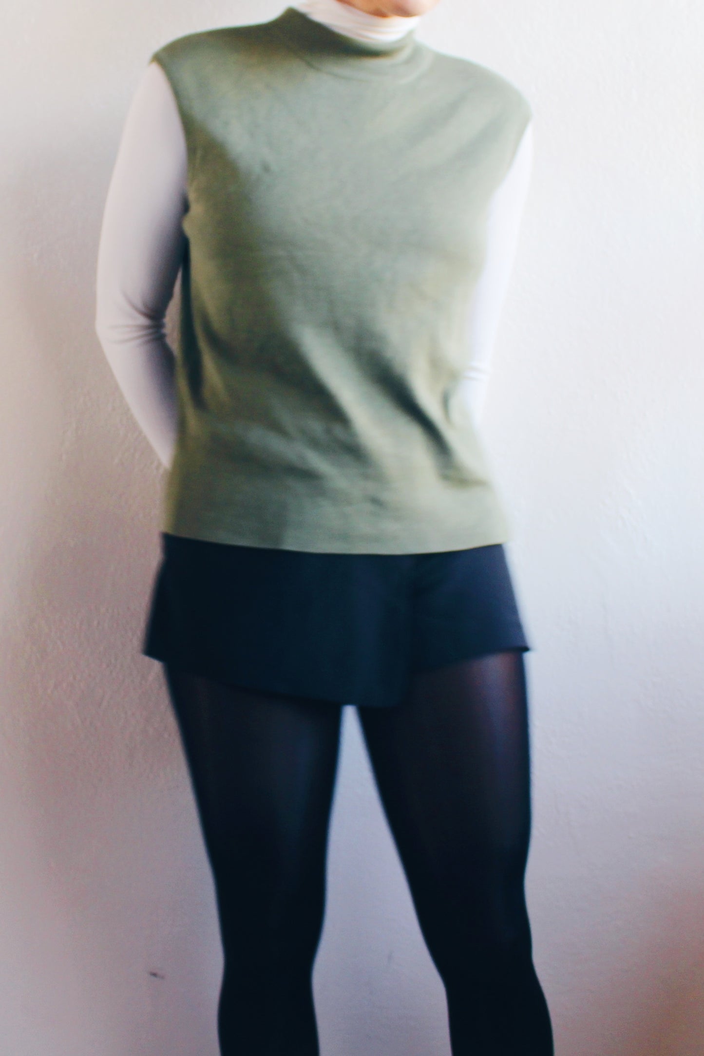 Elevate Your Wardrobe: Chic Olive Green Sleeveless Silk Sweater - Chic Academic Corporate Elegance