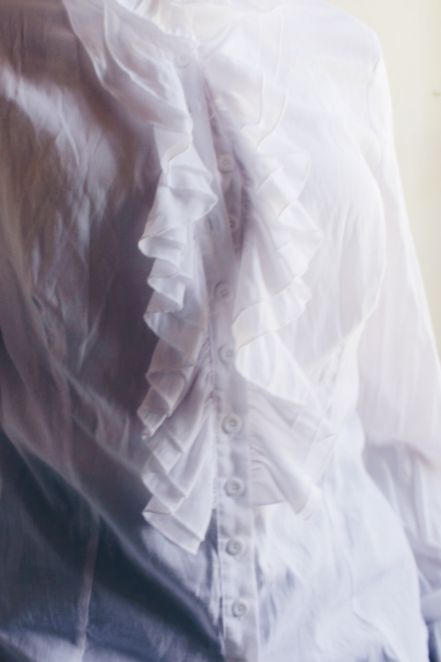 Elegant Vintage Cotton Ruffled Blouse - Dark Academia Victorian Vibes
