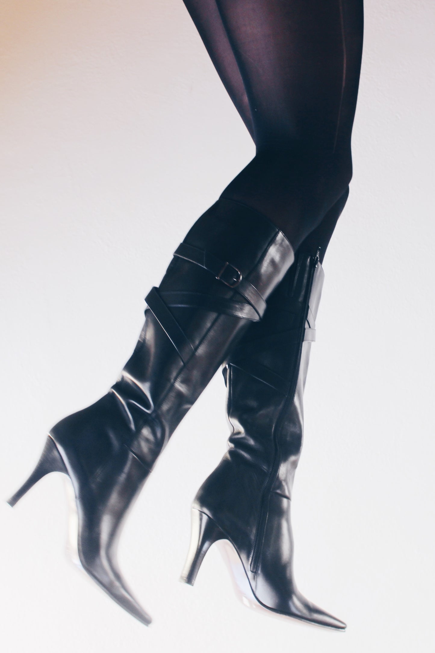 y2k Square Toe: Vintage Leather-Heeled Via Spiga Boots - Calf-Length Librarian Chic