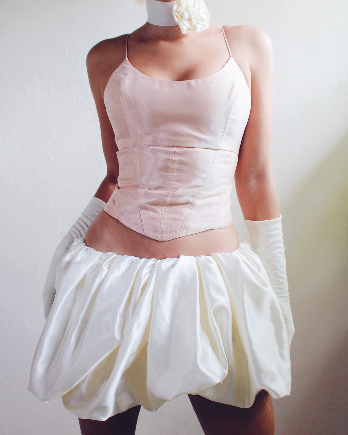 Ivory Upcycled Bubble Skirt - Sustainable Fashion Rework from Formal Dress | Girly Coquette Ballerina Style for Summer