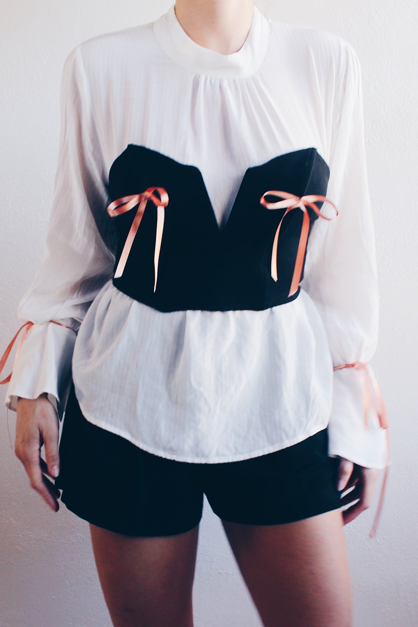 Cheeky Bows! Black Sleeveless Crop Top withCute Pink Coquette Bows No
