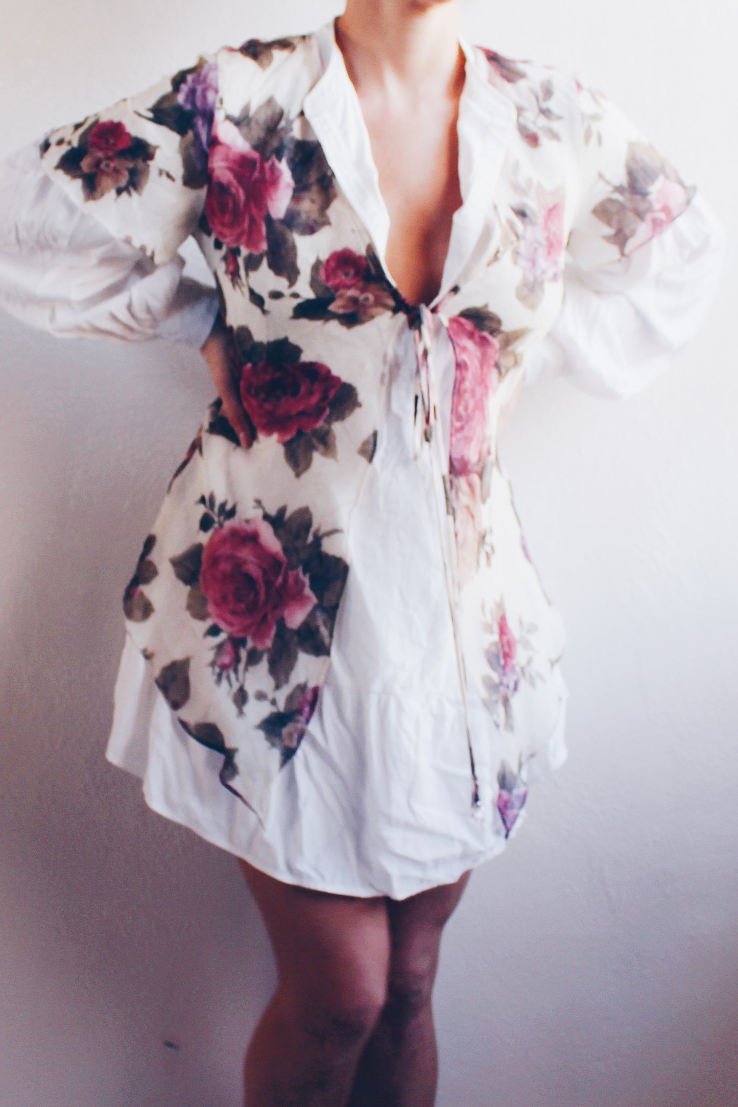 Vintage Romance: Sheer Rose Print Chiffon Shawl for Dark Romantic Style