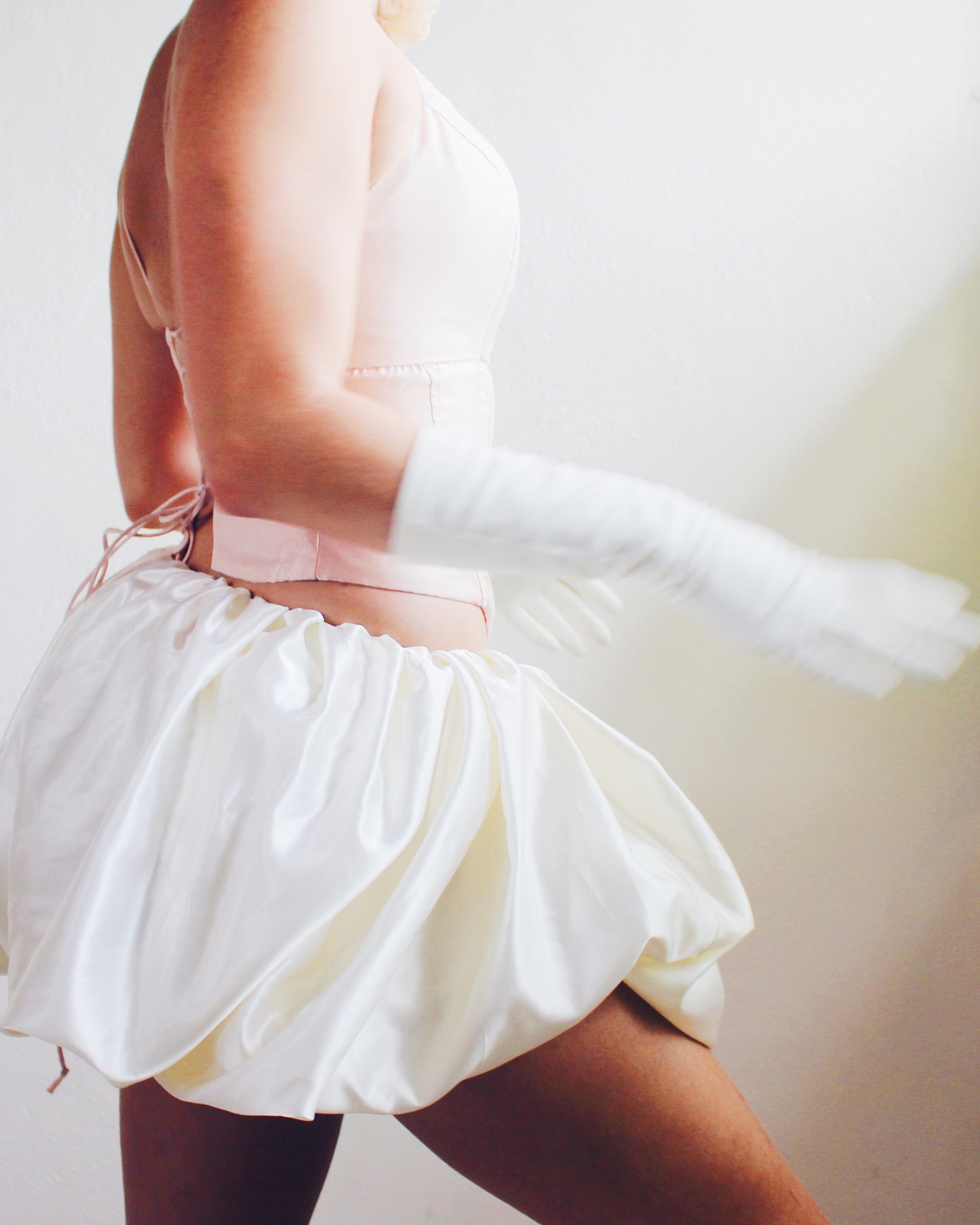Ivory Upcycled Bubble Skirt - Sustainable Fashion Rework from Formal Dress | Girly Coquette Ballerina Style for Summer