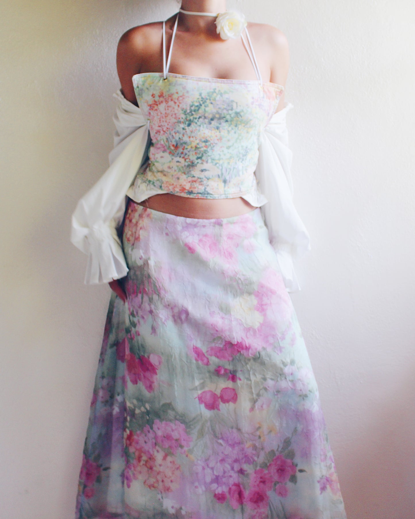 Vintage Floral Impressionist Watercolor Skirt - Monet Lilypads | Whimsical Ethereal Summer Style