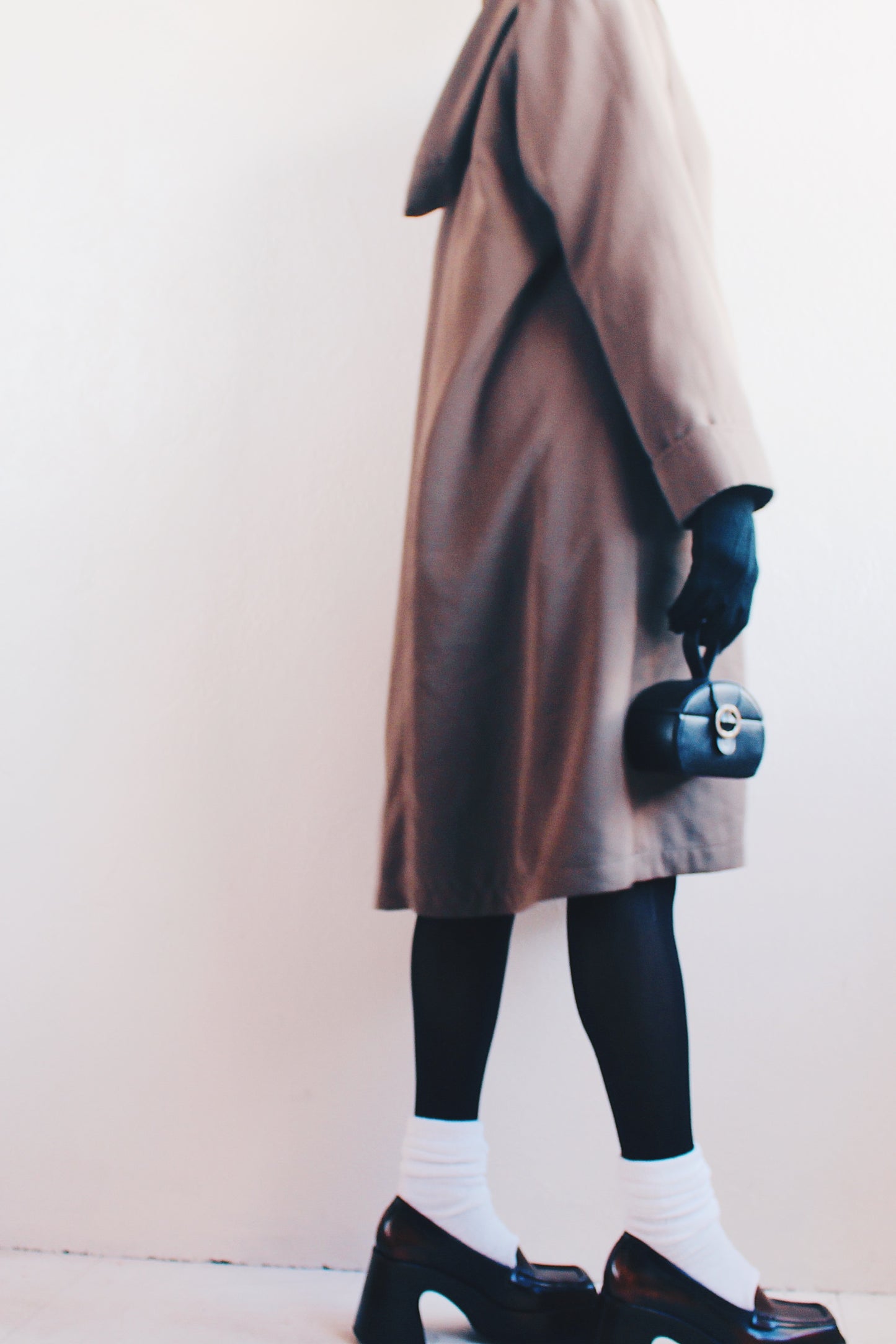 Wool Lined Long Duster Jacket: Chic Vintage Dark Khaki Trench Coat
