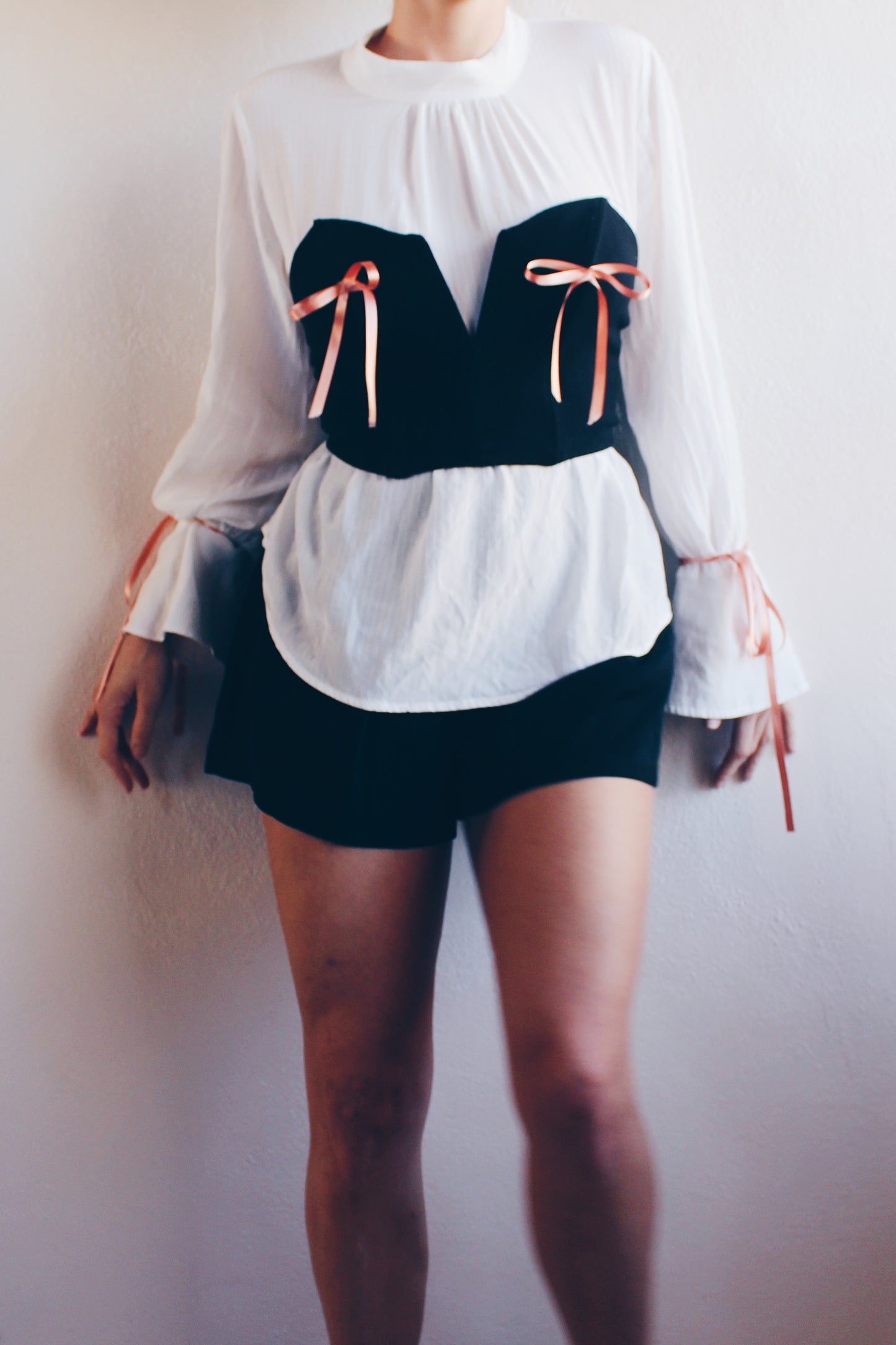 Cheeky Bows! Black Sleeveless Crop Top withCute Pink Coquette Bows No