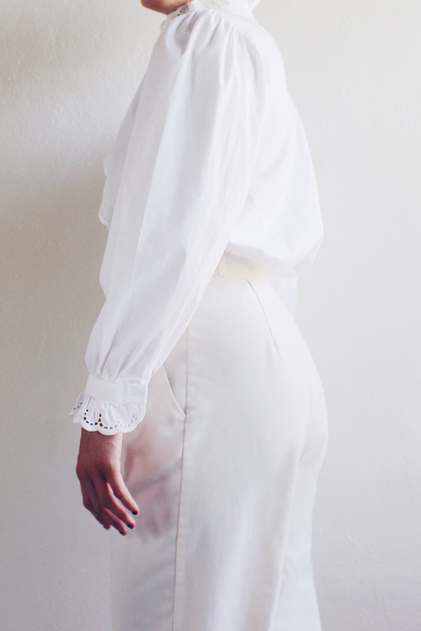 Cottage Elegance: White High-Neck Ruffled Victorian Renewal Blouse for Romantic Souls