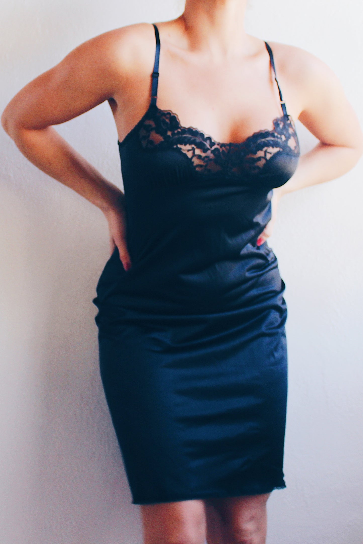 Vintage black lace goth slip dress / Victorian Grunge Gothic Mini Dress