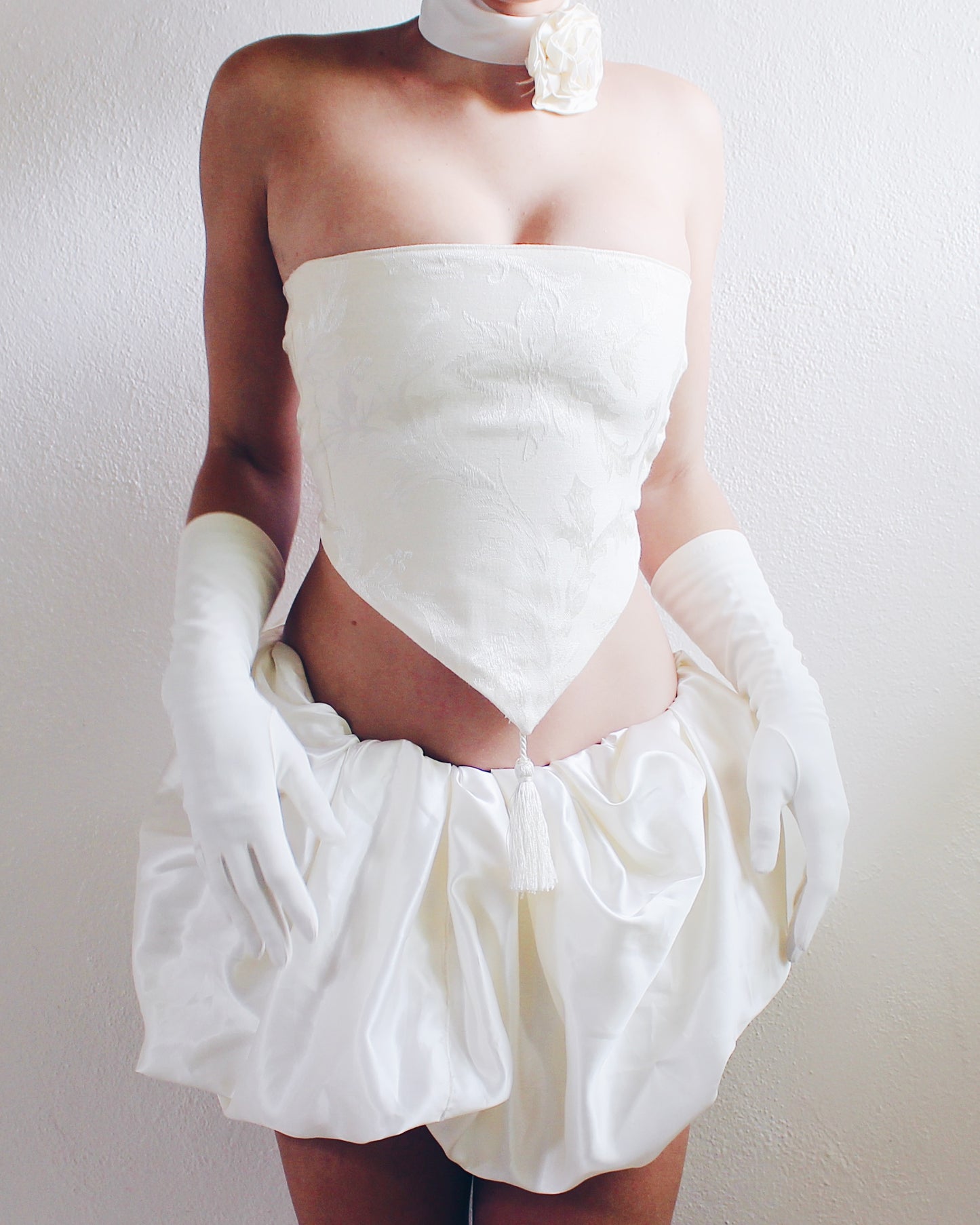 Upcycled Hanky Style Crop Top - Vintage Baroque Table Runner | Tassel Tip Sleeveless Romantic Coquette Style