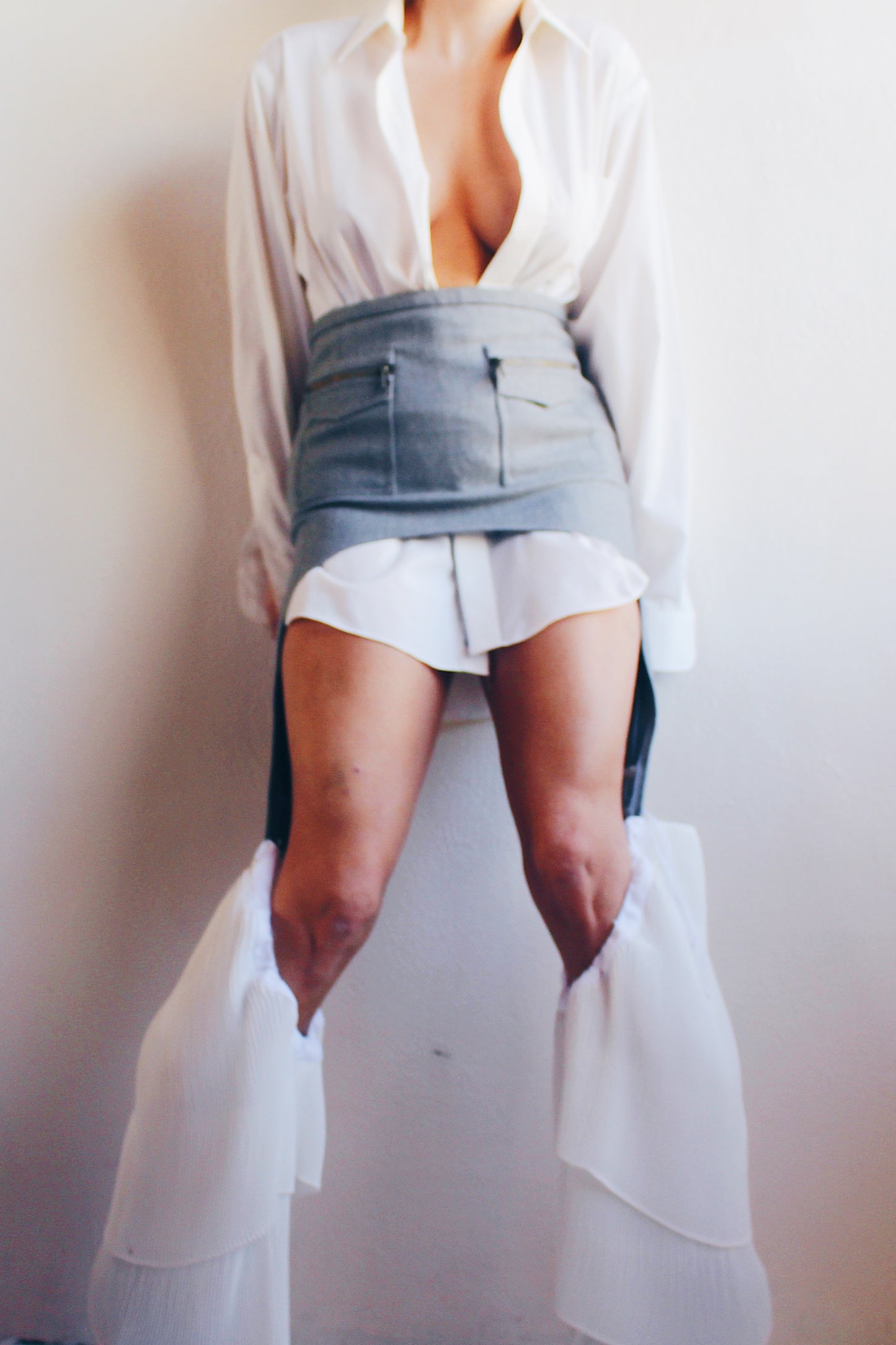 Edgy Academia Renewed: Upcycled Grey Wool Skirt - Librarian Corporate Chic