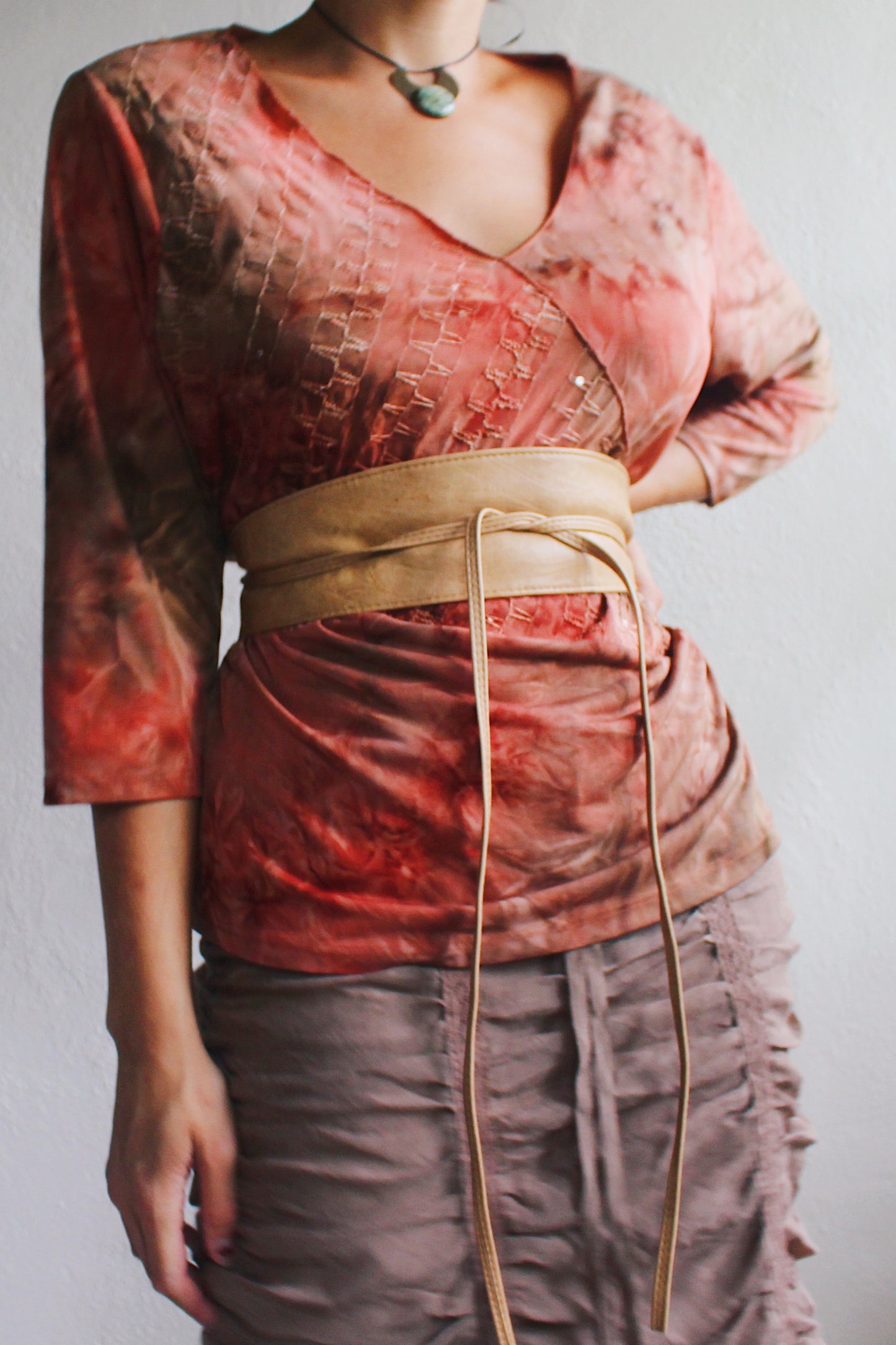 90s tie-dye whimsigoth shirt / red orange embroidered 90s vintage whimsygoth top