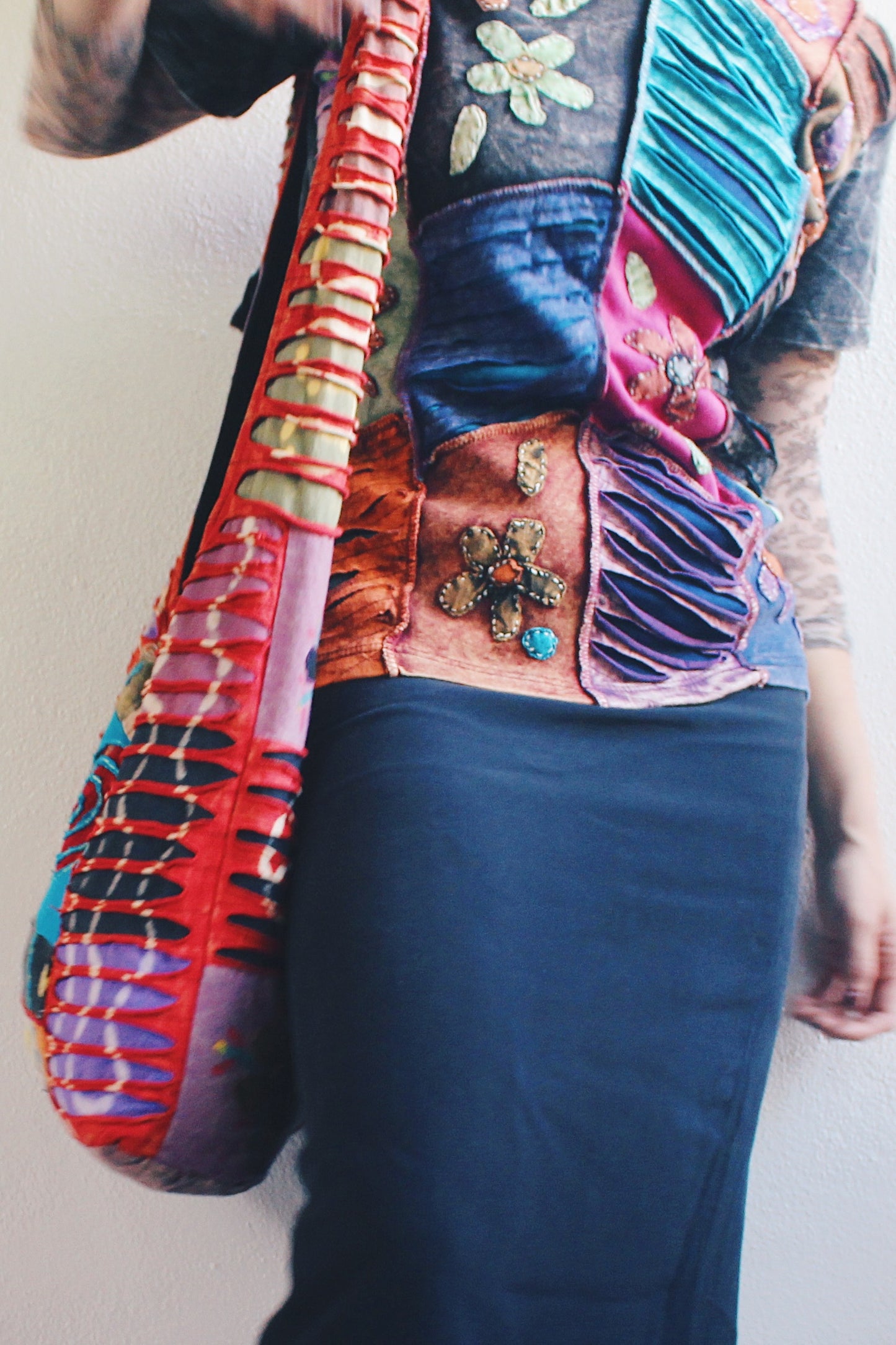 Groovy 90s Tie Dye Patchwork Satchel Bag β Your Psychedelic Companion