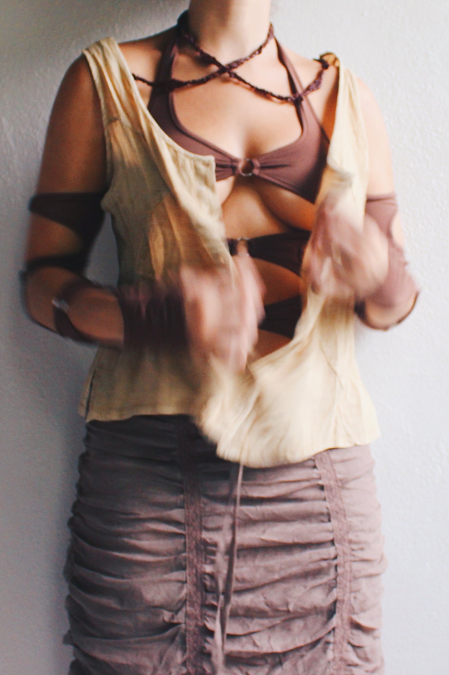 Whimsigoth Revival: Vintage '90s Patchwork Rayon Button-Up Tank Top