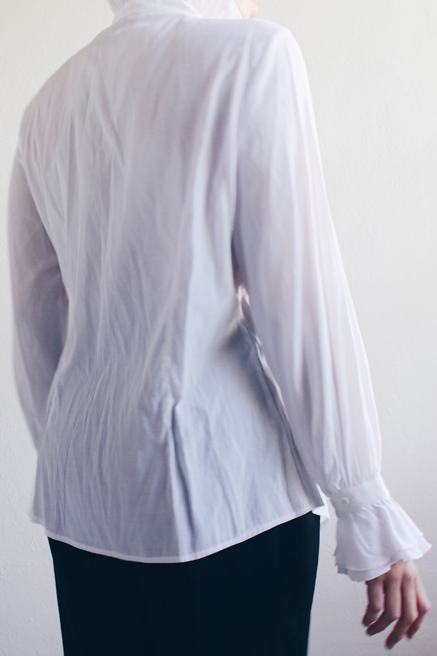 Elegant Vintage Cotton Ruffled Blouse - Dark Academia Victorian Vibes