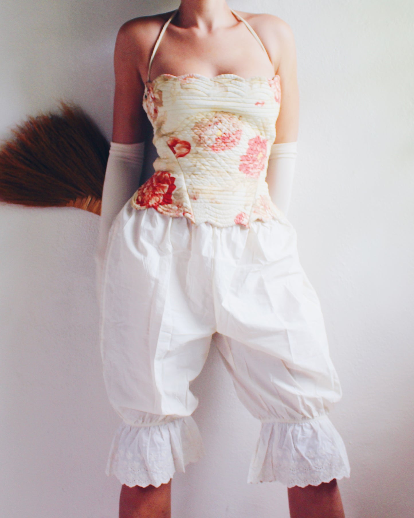Upcycled Vintage Placemat Tank – Wear vintage Tablewear Art - Reworked quilted crop top