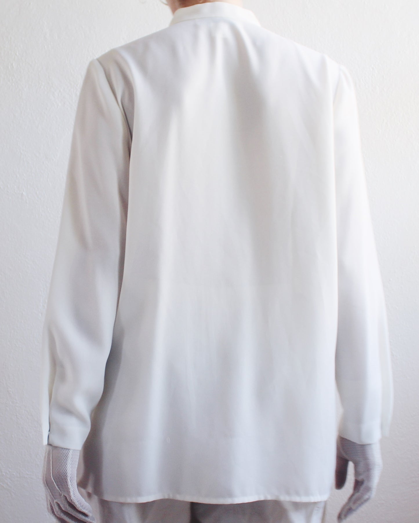 Ivory Vintage Long Sleeve Button Up Blouse with Attached Embroidered Vest - 90s Bohemian Renaissance Style | Cottagecore Fashion