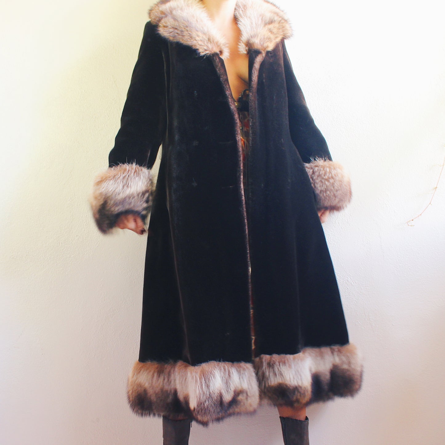 Heat Up Your Style: Vintage '60s Luxe Fur-Lined Brown Jacket / luxurious fur trim jacket