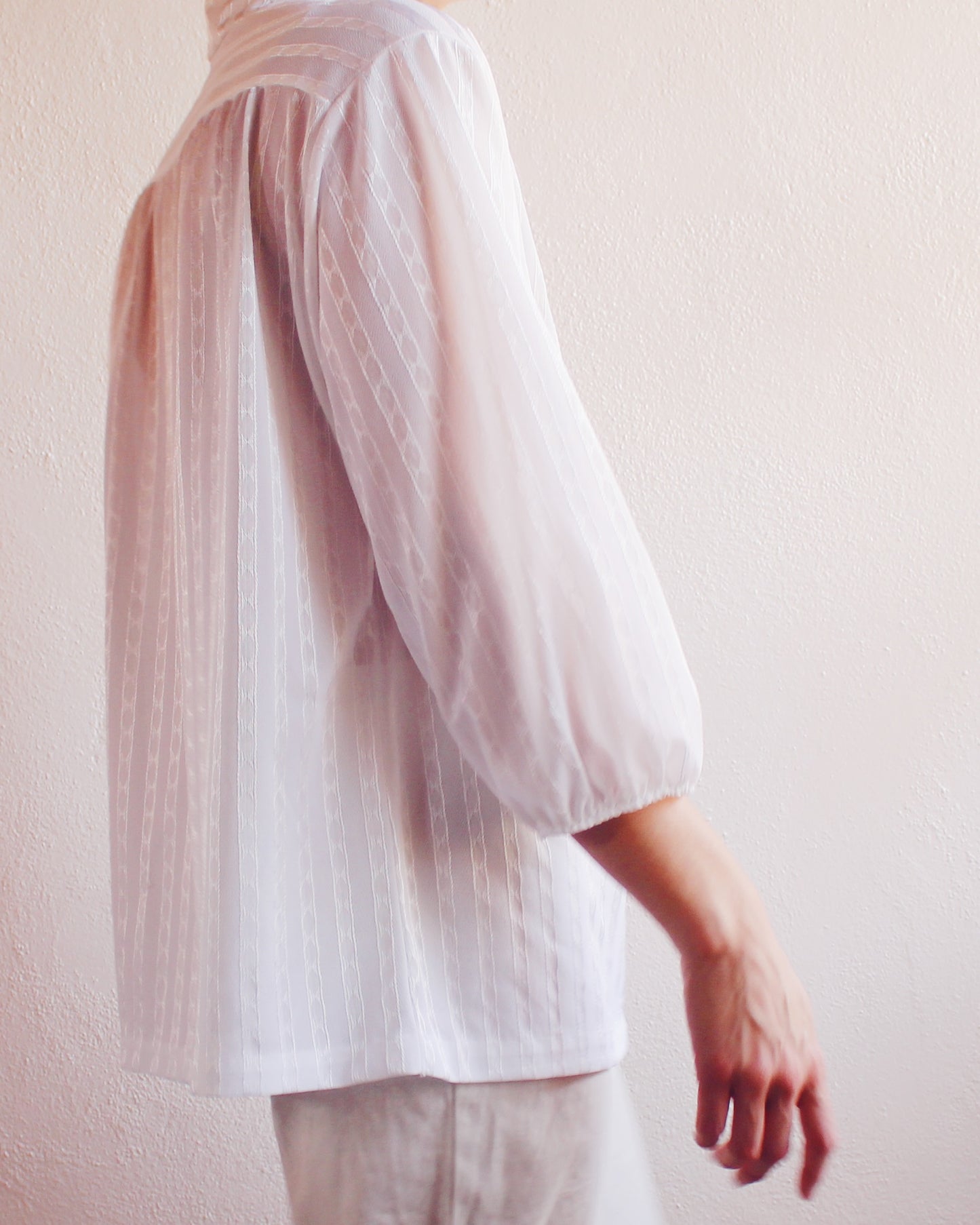 Vintage 1980s Ivory Striped Peasant Tunic – Lightweight Renaissance Faire Blouse