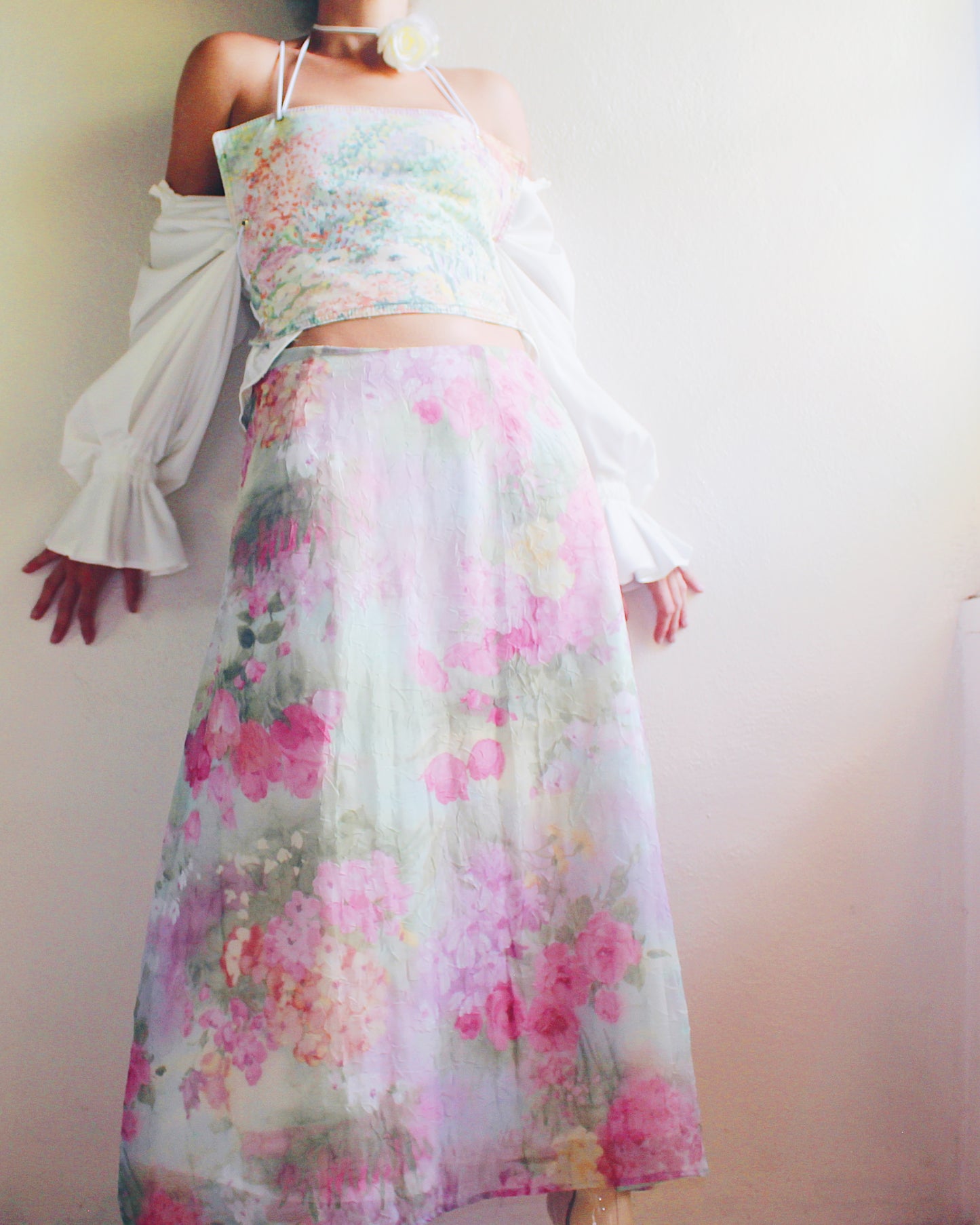 Vintage Floral Impressionist Watercolor Skirt - Monet Lilypads | Whimsical Ethereal Summer Style