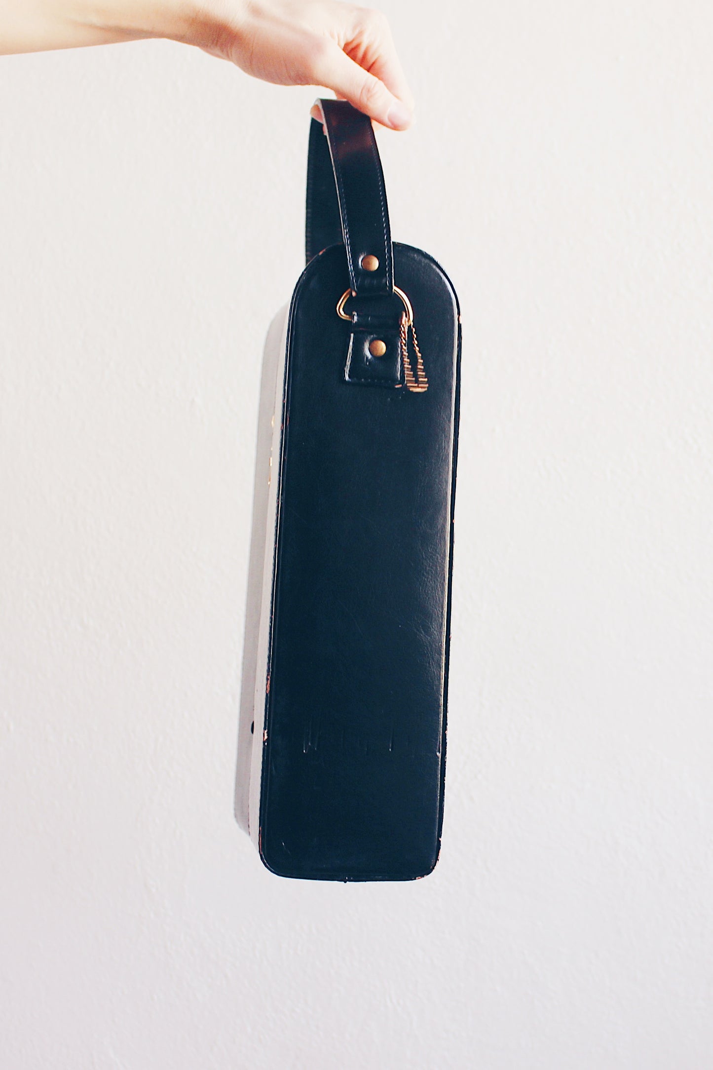 Noir Chic: Black Long Faux Leather Case - Edgy Rectangular Elegance!