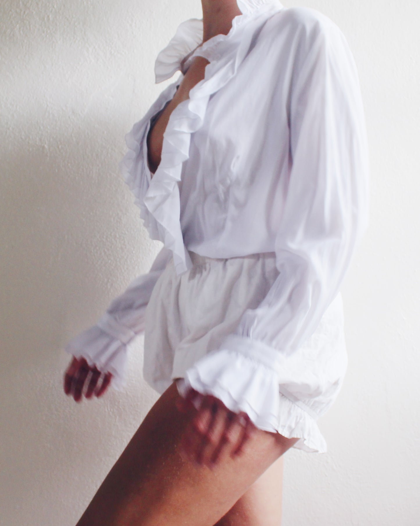 Elegant Vintage Cotton Ruffled Blouse - Dark Academia Victorian Vibes