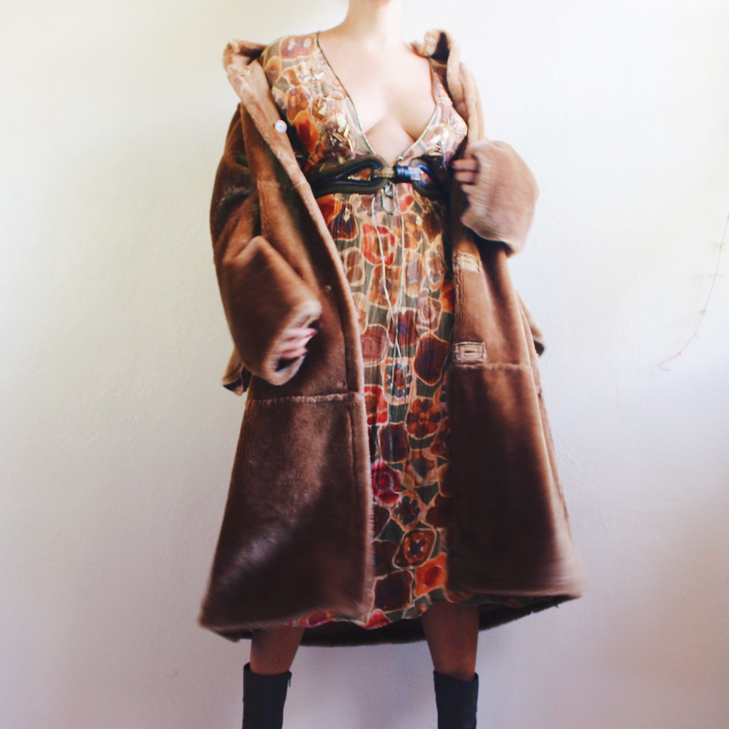Vintage Boho Whimsigoth Patchwork Duster Jacket - Unleash Your Inner Hippie Goth / Vintage patchwork jacket / faux suede long jacket