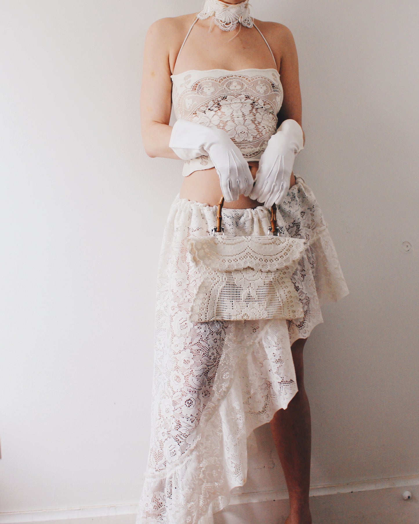 Upcycled Asymmetric Lace Skirt - Ethereal Coquette Style | Vintage Curtain Skirt Inspired by Daughters of the Dust