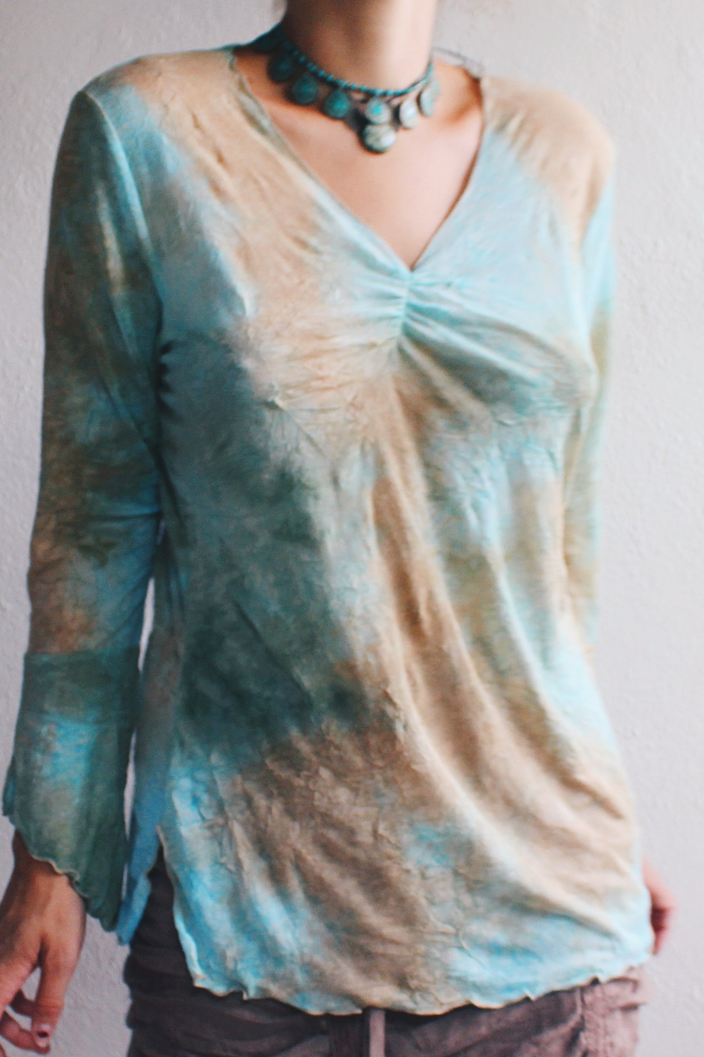 Fairy Whimsy Meets Gothic Vibes 90s Tie-Dye Lettuce Hem Shirt