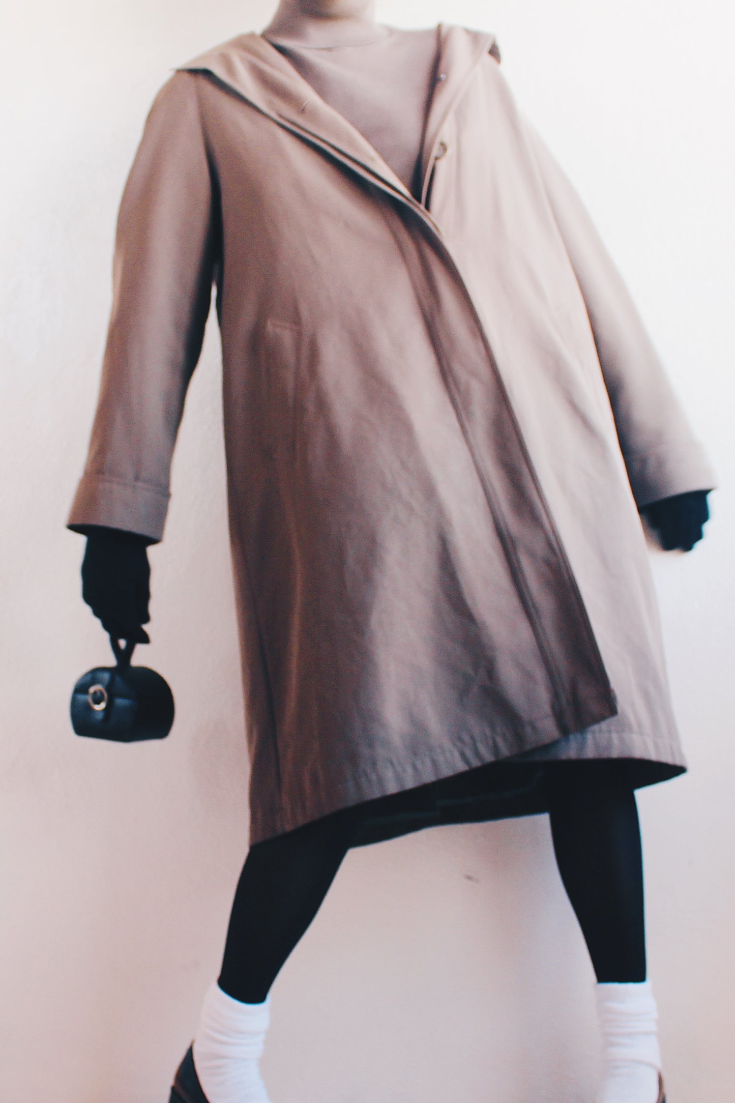 Wool Lined Long Duster Jacket: Chic Vintage Dark Khaki Trench Coat