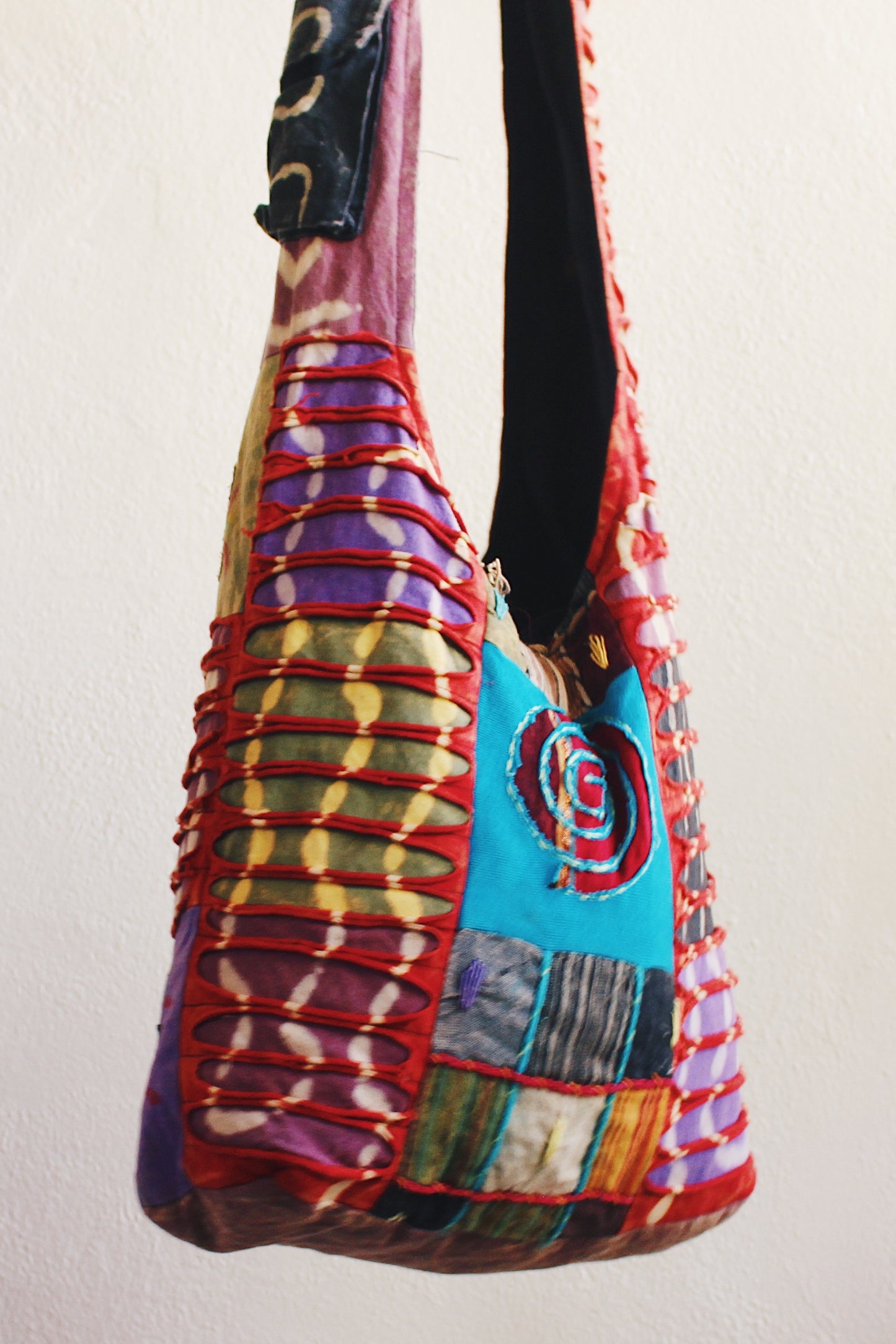 Groovy 90s Tie Dye Patchwork Satchel Bag β Your Psychedelic Companion