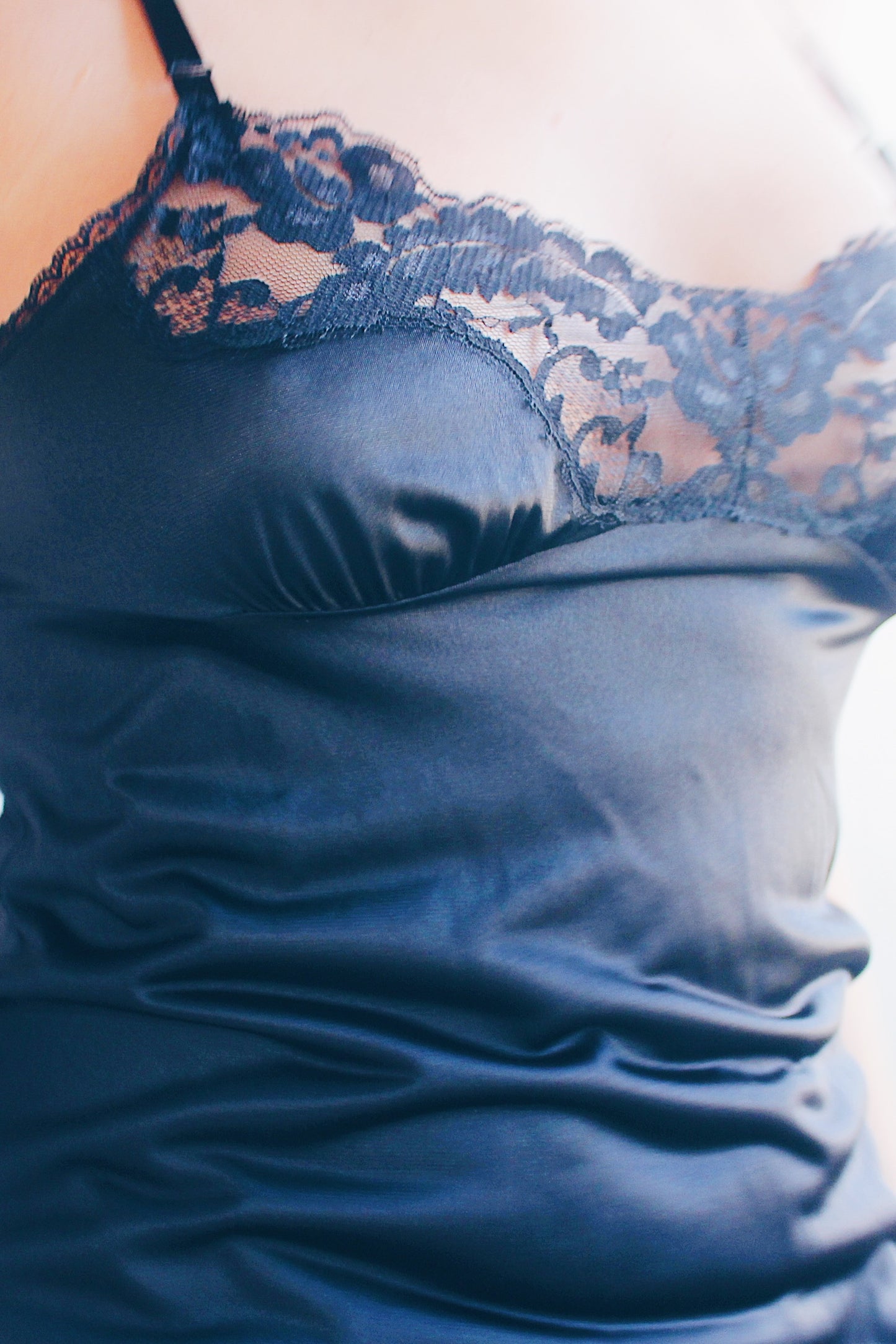 Vintage black lace goth slip dress / Victorian Grunge Gothic Mini Dress