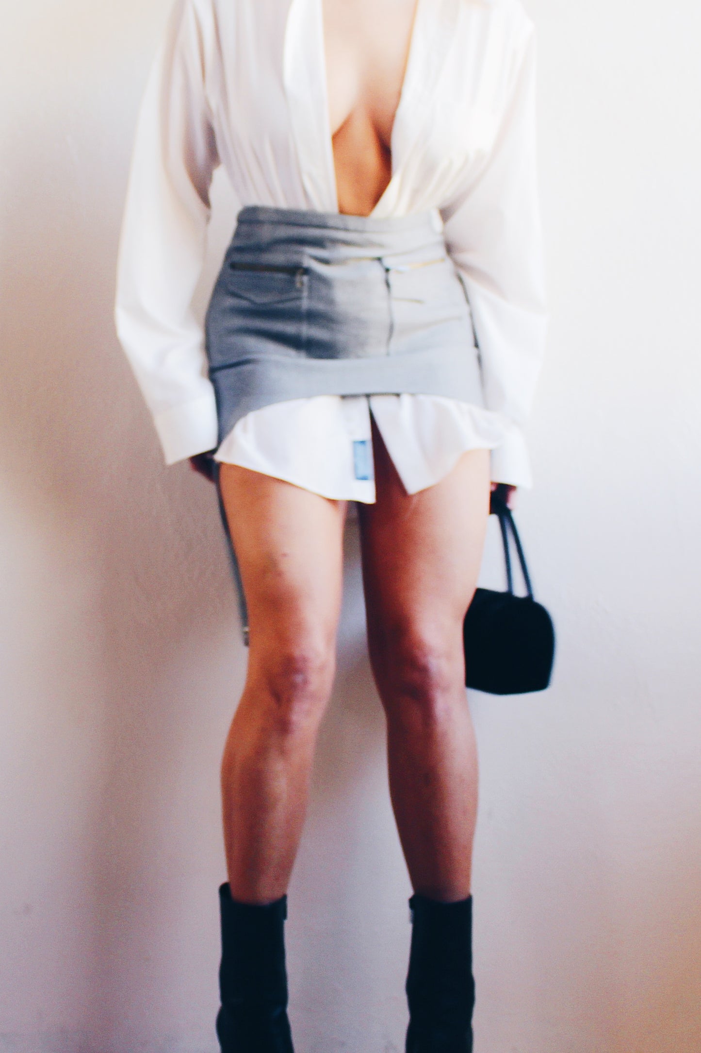 Edgy Academia Renewed: Upcycled Grey Wool Skirt - Librarian Corporate Chic
