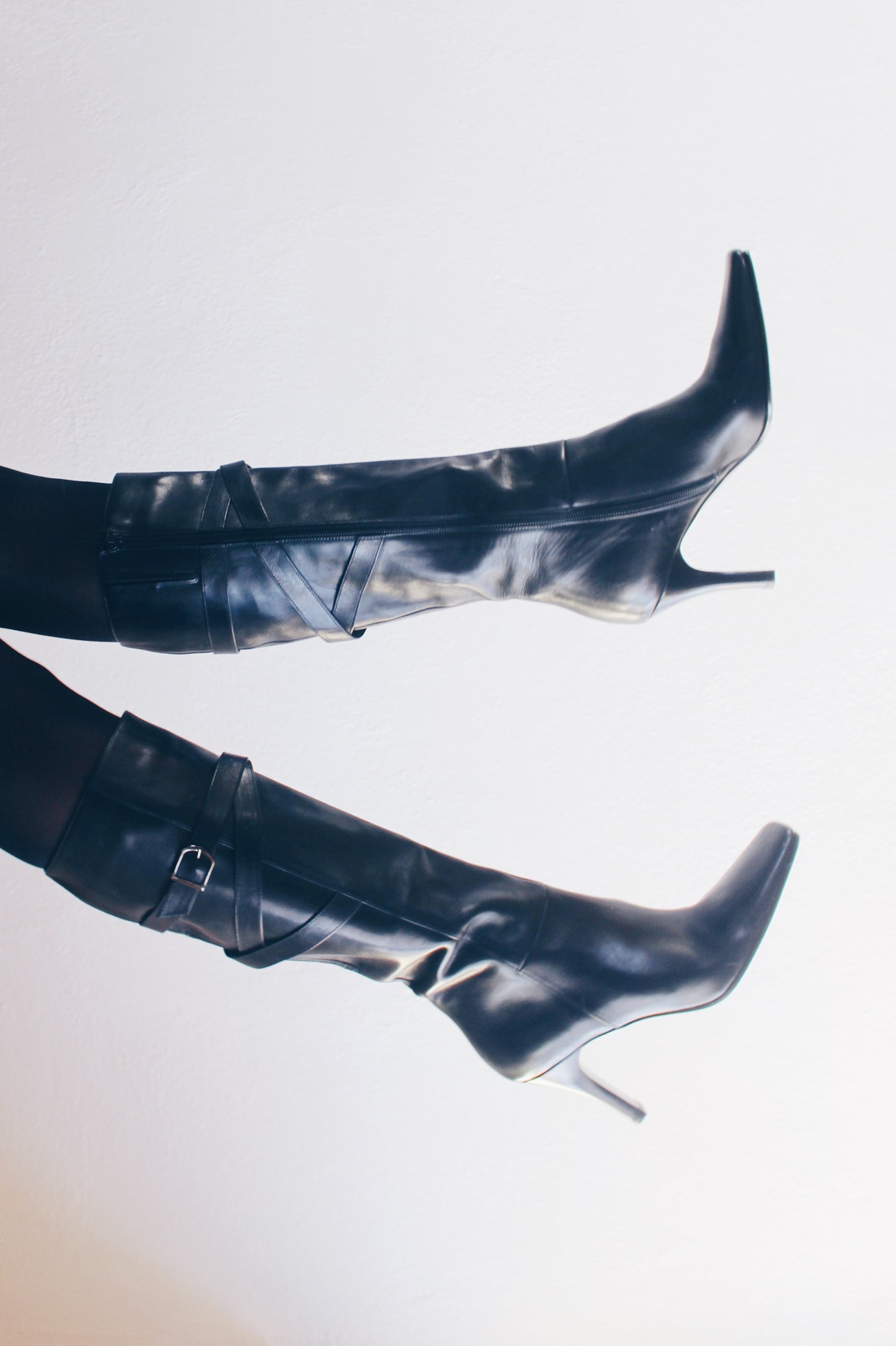 y2k Square Toe: Vintage Leather-Heeled Via Spiga Boots - Calf-Length Librarian Chic