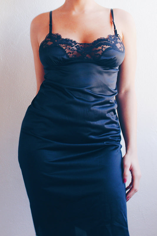 Vintage black lace goth slip dress / Victorian Grunge Gothic Mini Dress