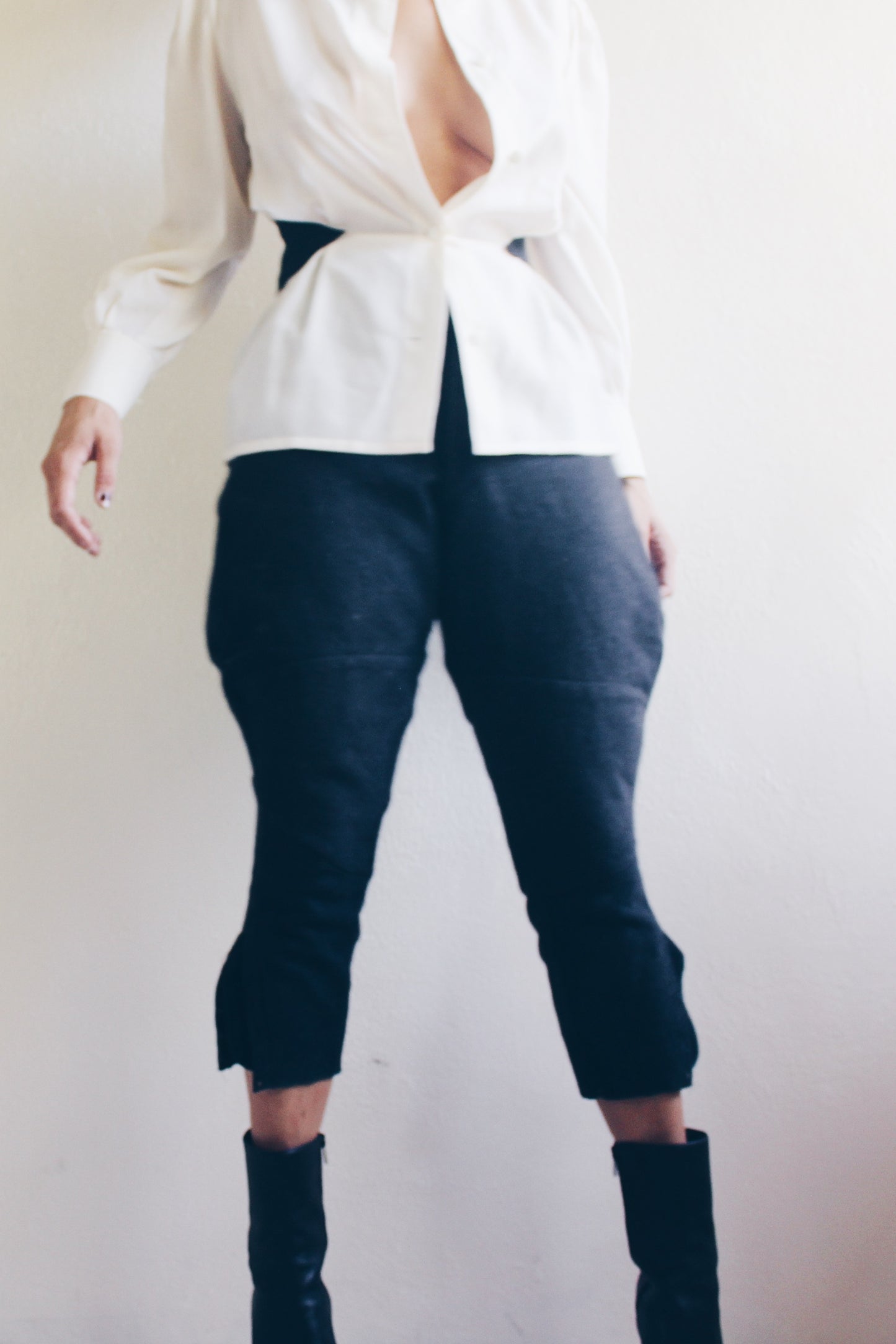 High Waisted Jodhpurs / Vintage 1920s charcoal riding pants / Navy Wool Pedal Pushers / black capri pants