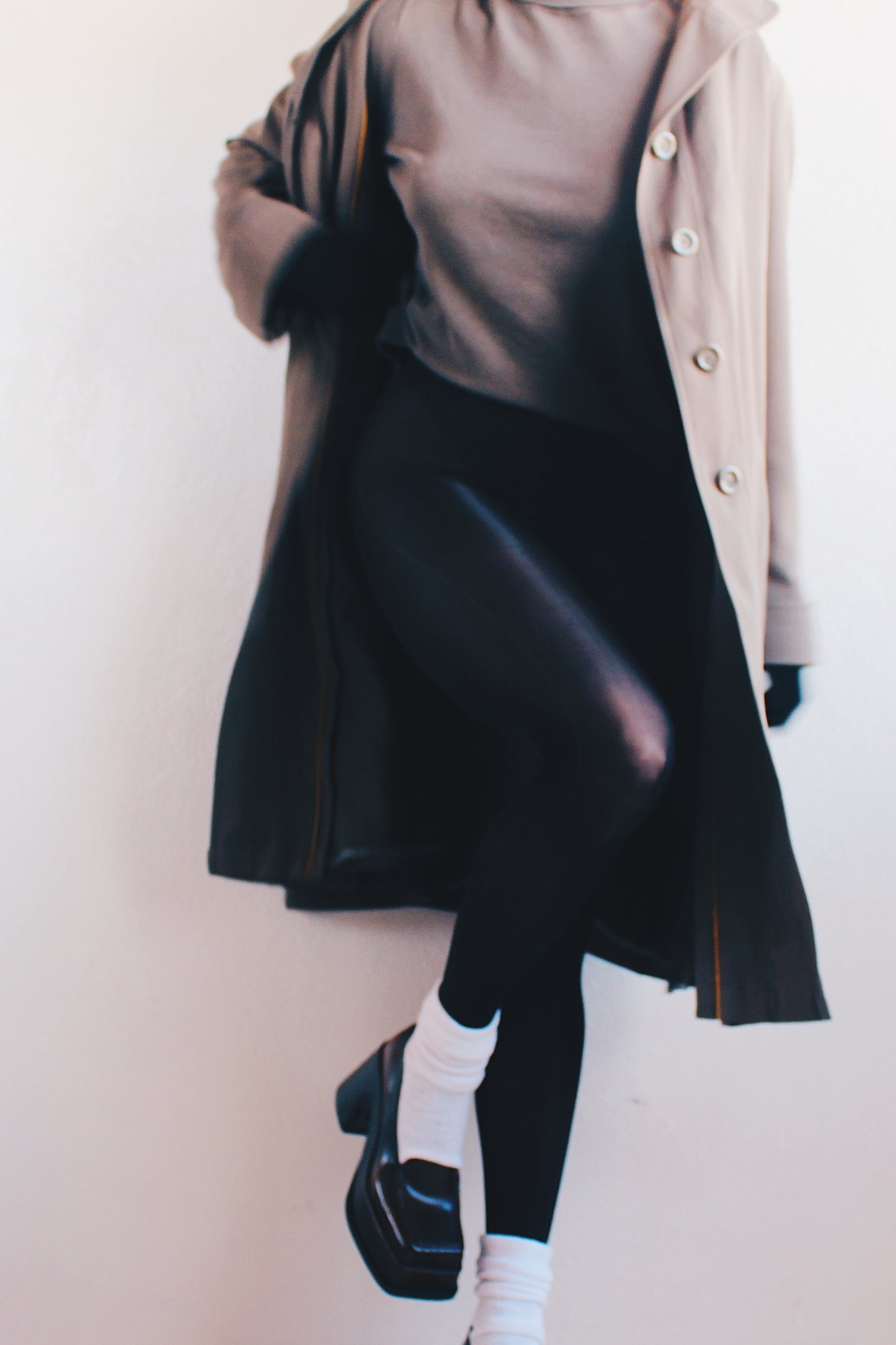 Wool Lined Long Duster Jacket: Chic Vintage Dark Khaki Trench Coat