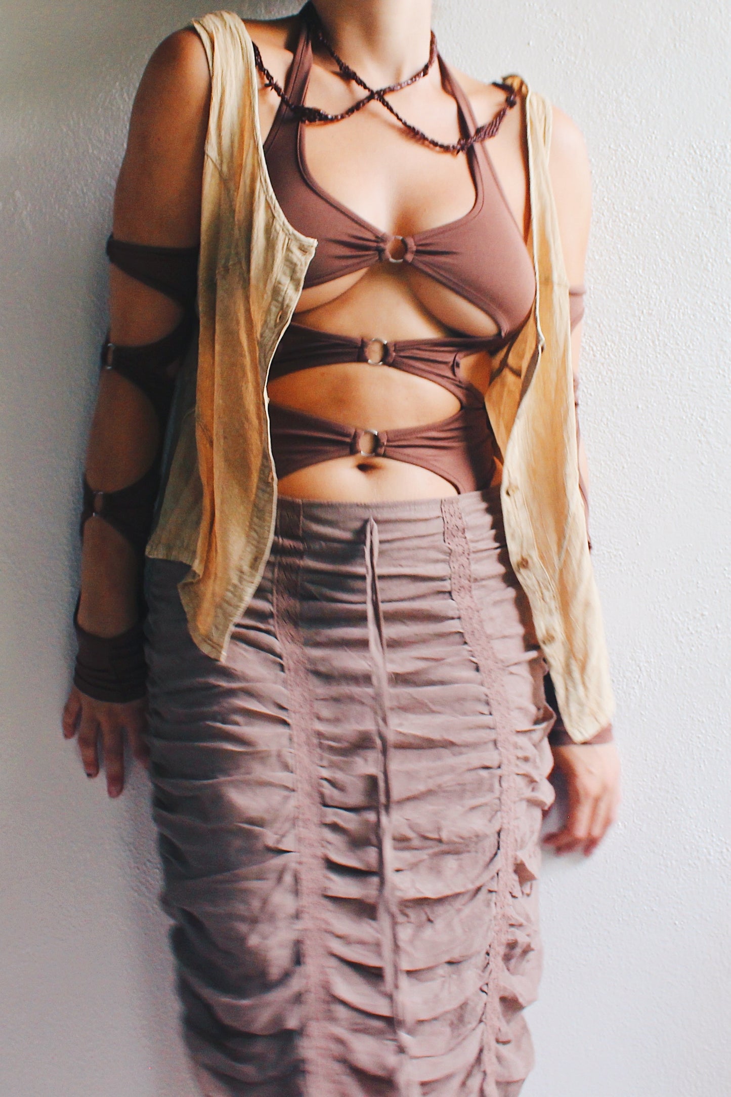 Whimsigoth Revival: Vintage '90s Patchwork Rayon Button-Up Tank Top