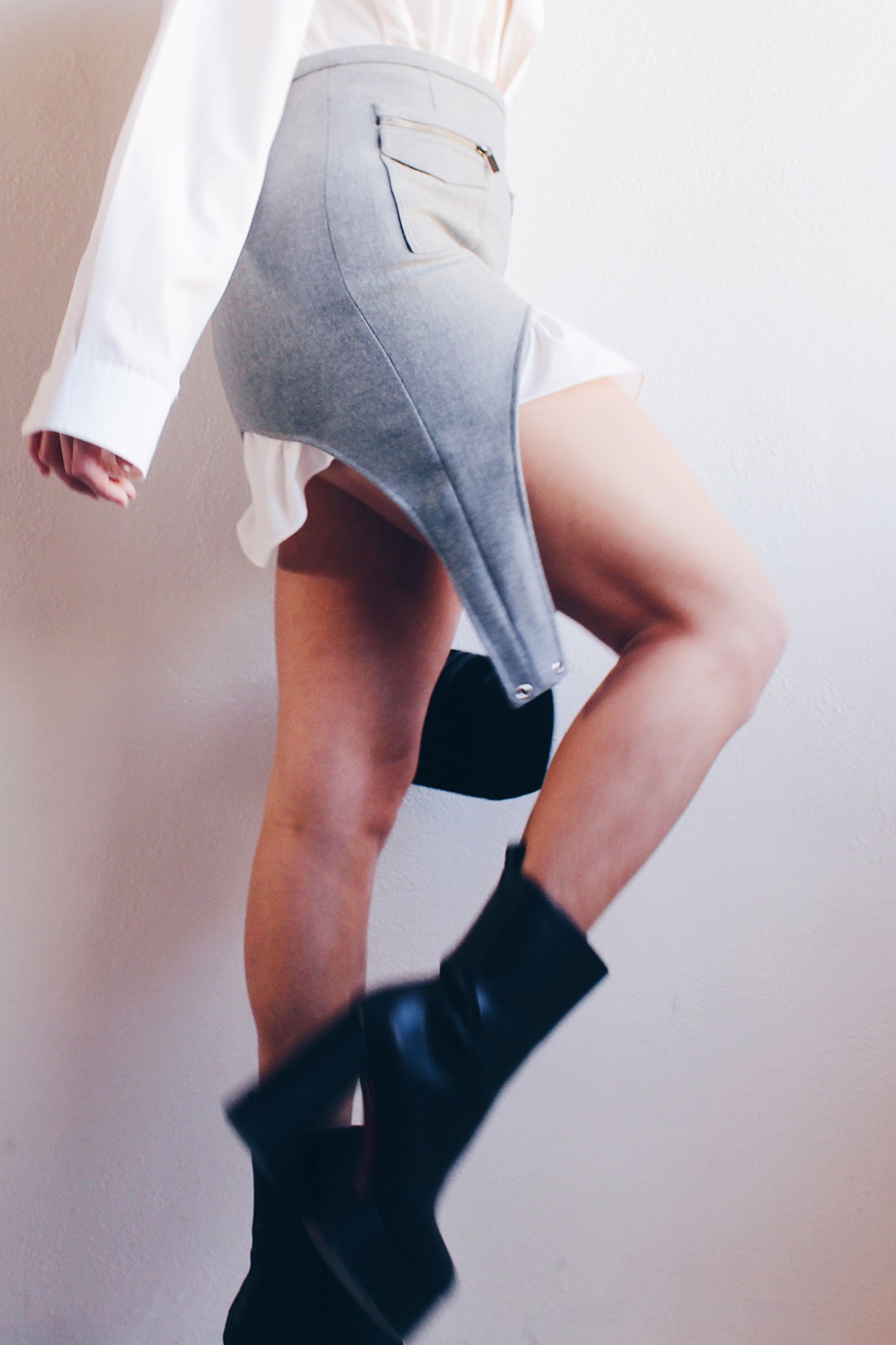 Edgy Academia Renewed: Upcycled Grey Wool Skirt - Librarian Corporate Chic