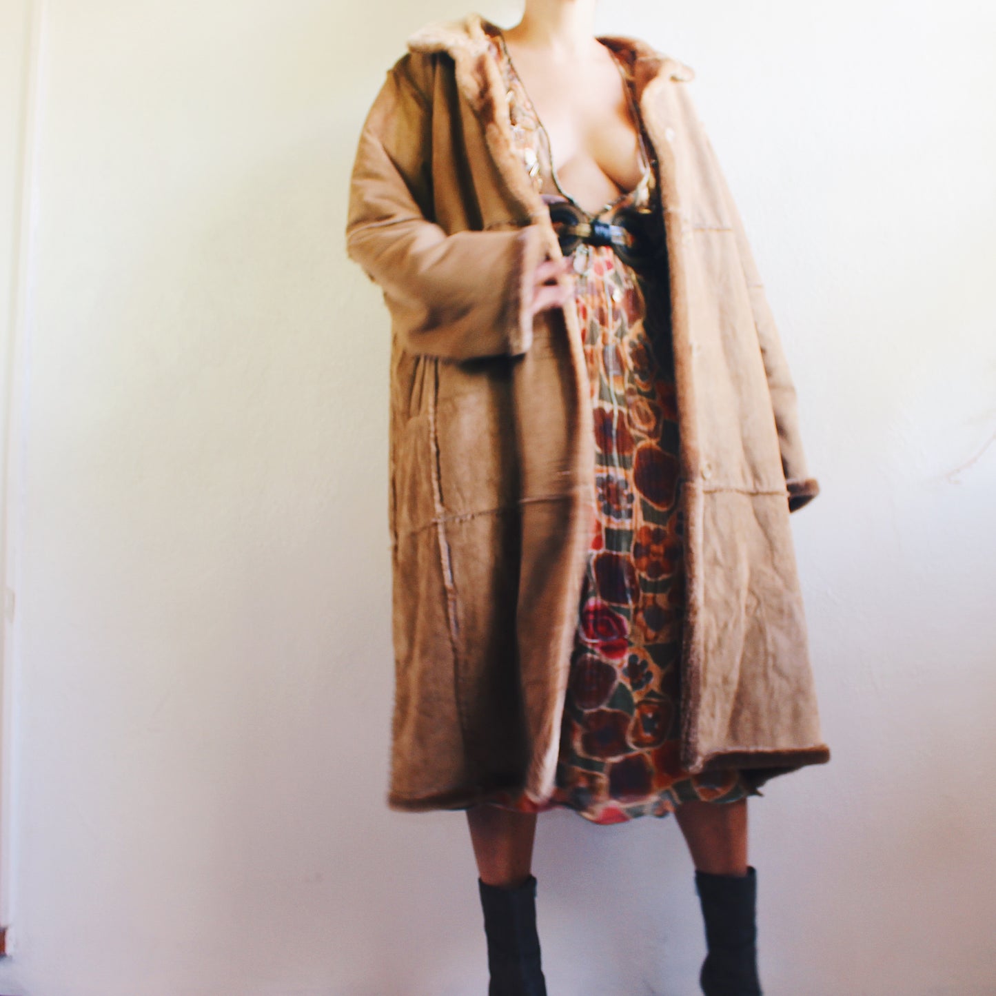 Vintage Boho Whimsigoth Patchwork Duster Jacket - Unleash Your Inner Hippie Goth / Vintage patchwork jacket / faux suede long jacket
