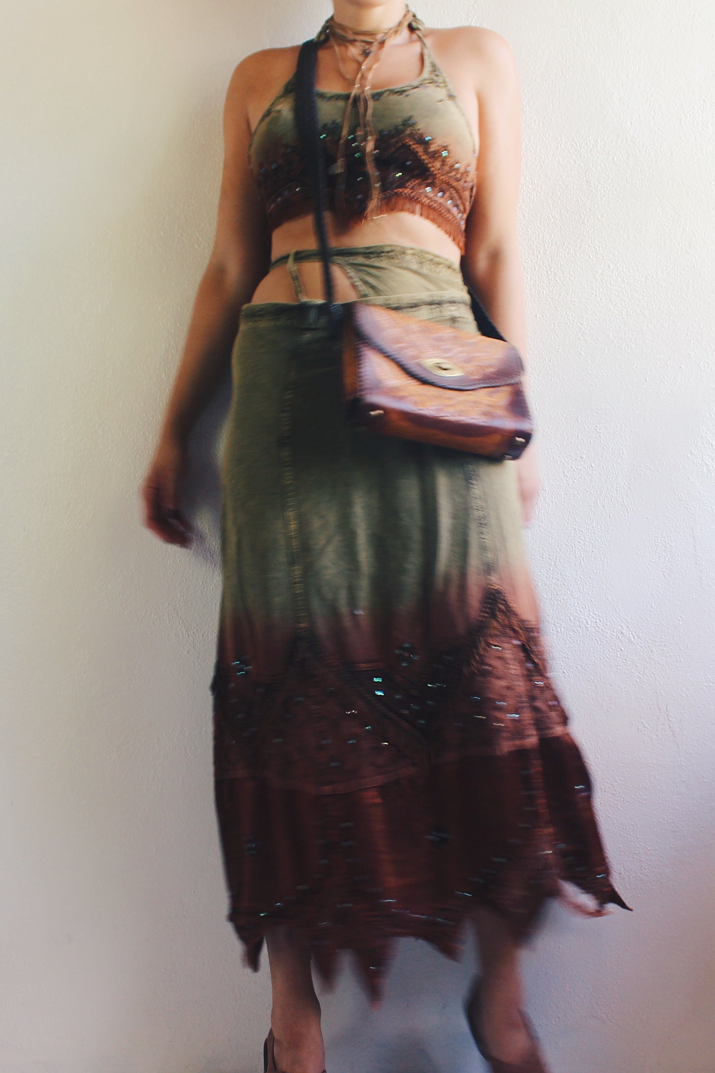 90s Embossed Vintage Leather Bag / Whimsigoth leather purse