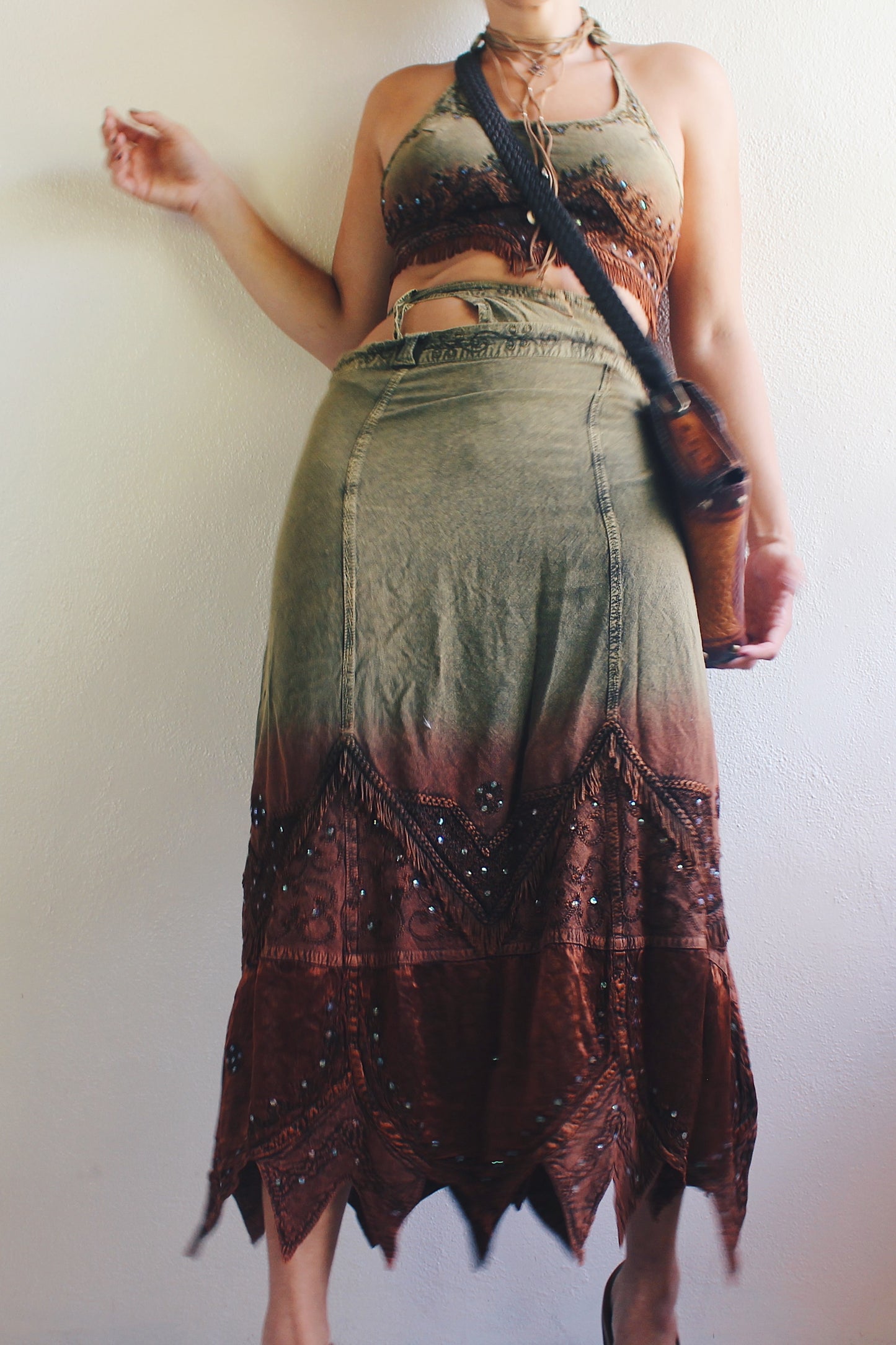 90s Embossed Vintage Leather Bag / Whimsigoth leather purse