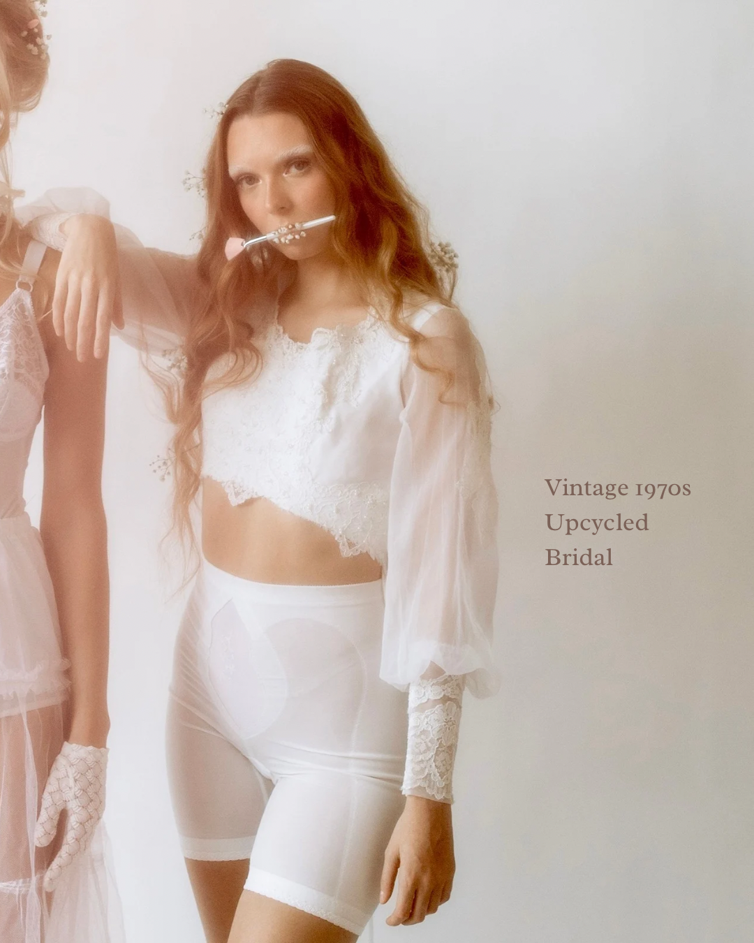 Upcycled White Lace Long Sleeve Crop Top - Ethereal Victorian Grunge Style | Vintage Wedding Dress Reworked | Coquette Edwardian Fashion