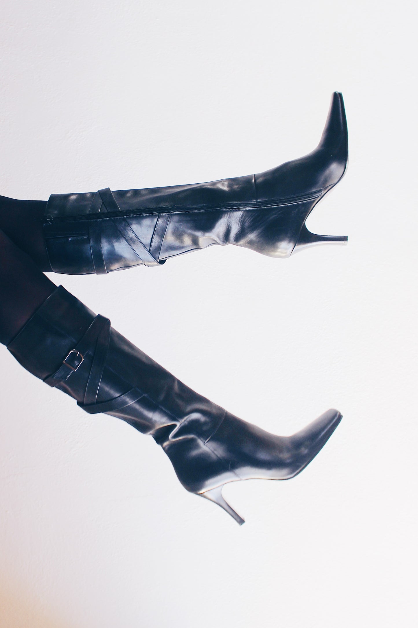 y2k Square Toe: Vintage Leather-Heeled Via Spiga Boots - Calf-Length Librarian Chic
