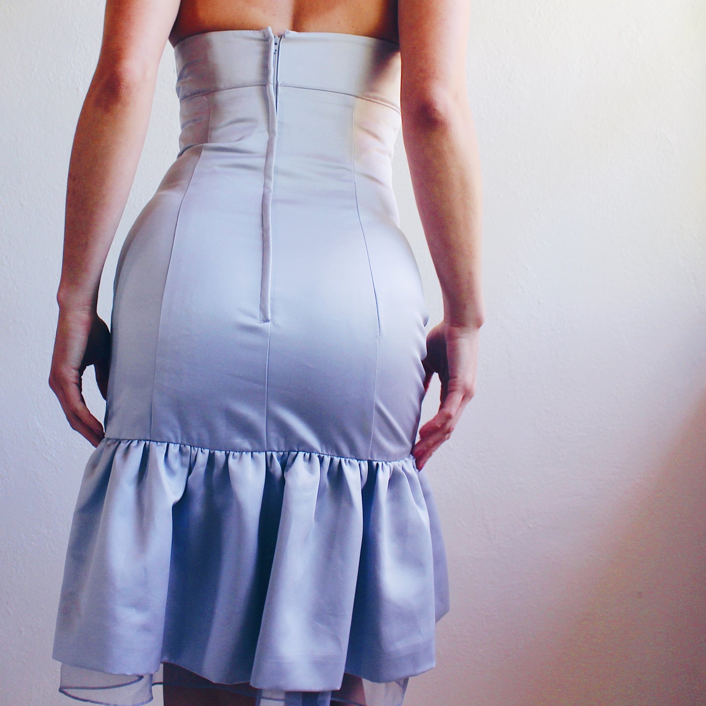 Vintage Grey Trumpet Midi Dress - Y2K Coquette Style, Formal Retro Dress with Trumpet Silhouette
