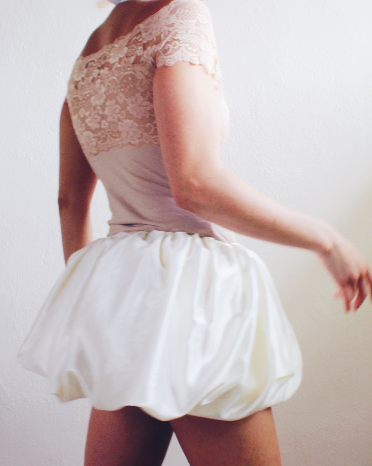 Ivory Upcycled Bubble Skirt - Sustainable Fashion Rework from Formal Dress | Girly Coquette Ballerina Style for Summer