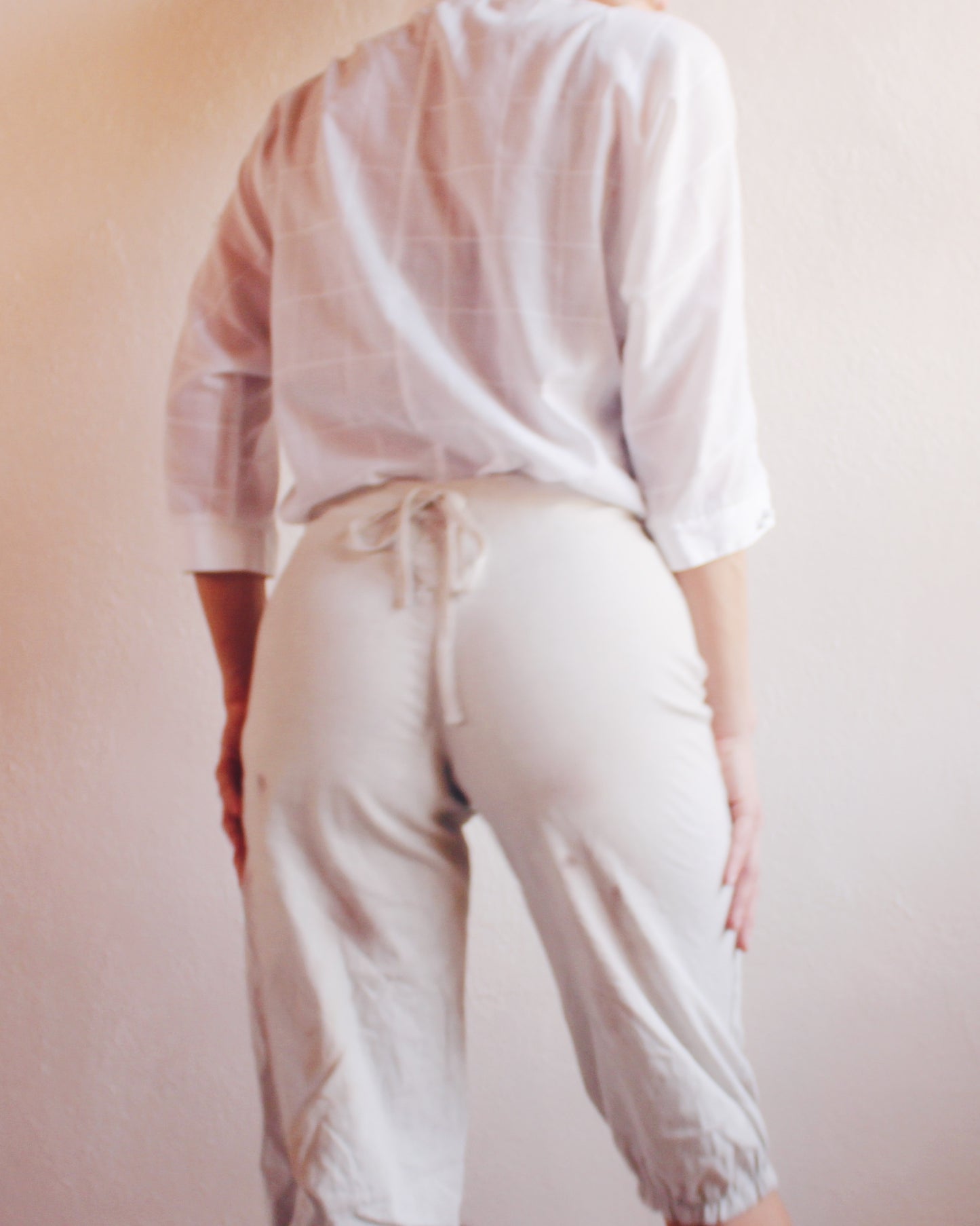 Vintage 1970s Pierre Cardin White Cotton Blouse — Asymmetrical Crossover Collar | Minimalist French Designer Shirt