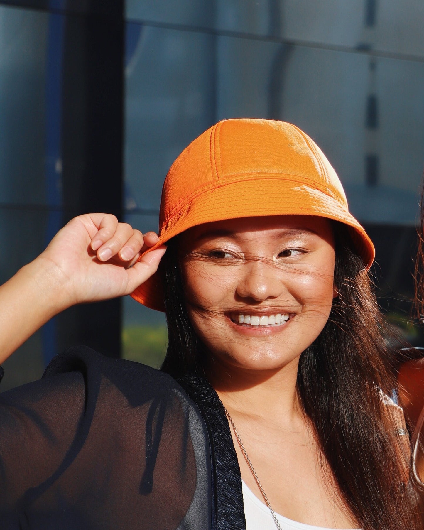 Vintage Neon Orange Thermal Bucket Hat - Gorp Core Utility Streetwear