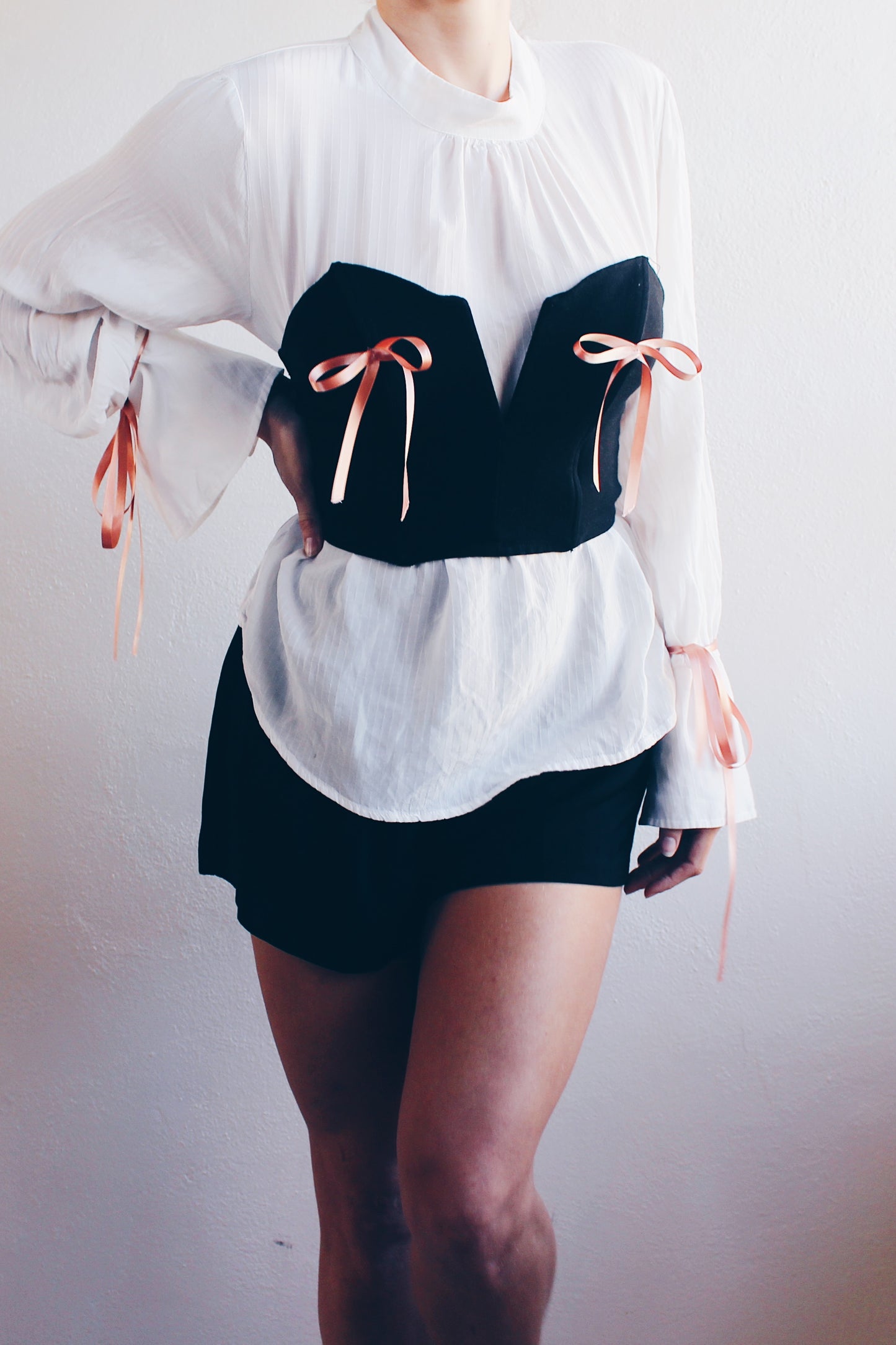 Cheeky Bows! Black Sleeveless Crop Top withCute Pink Coquette Bows No